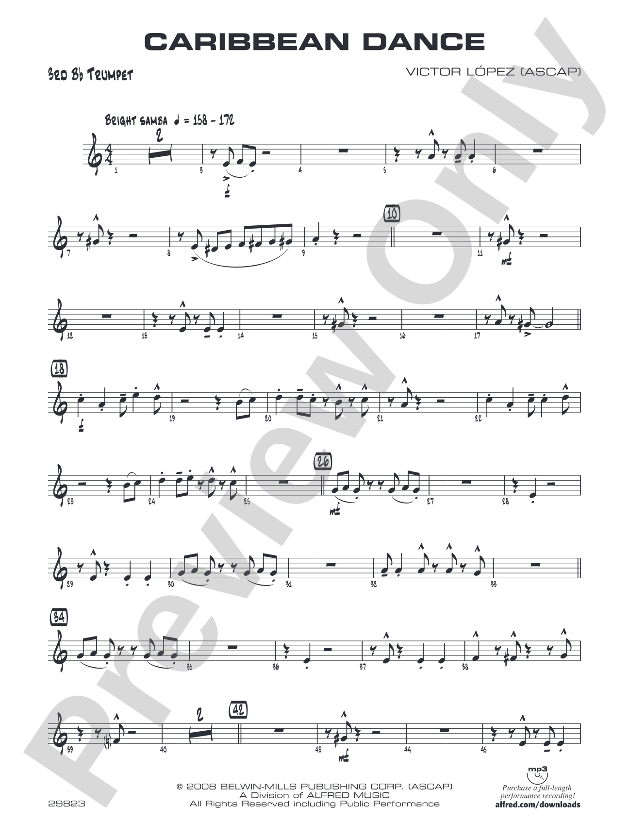 Caribbean Dance: 3rd B-flat Trumpet