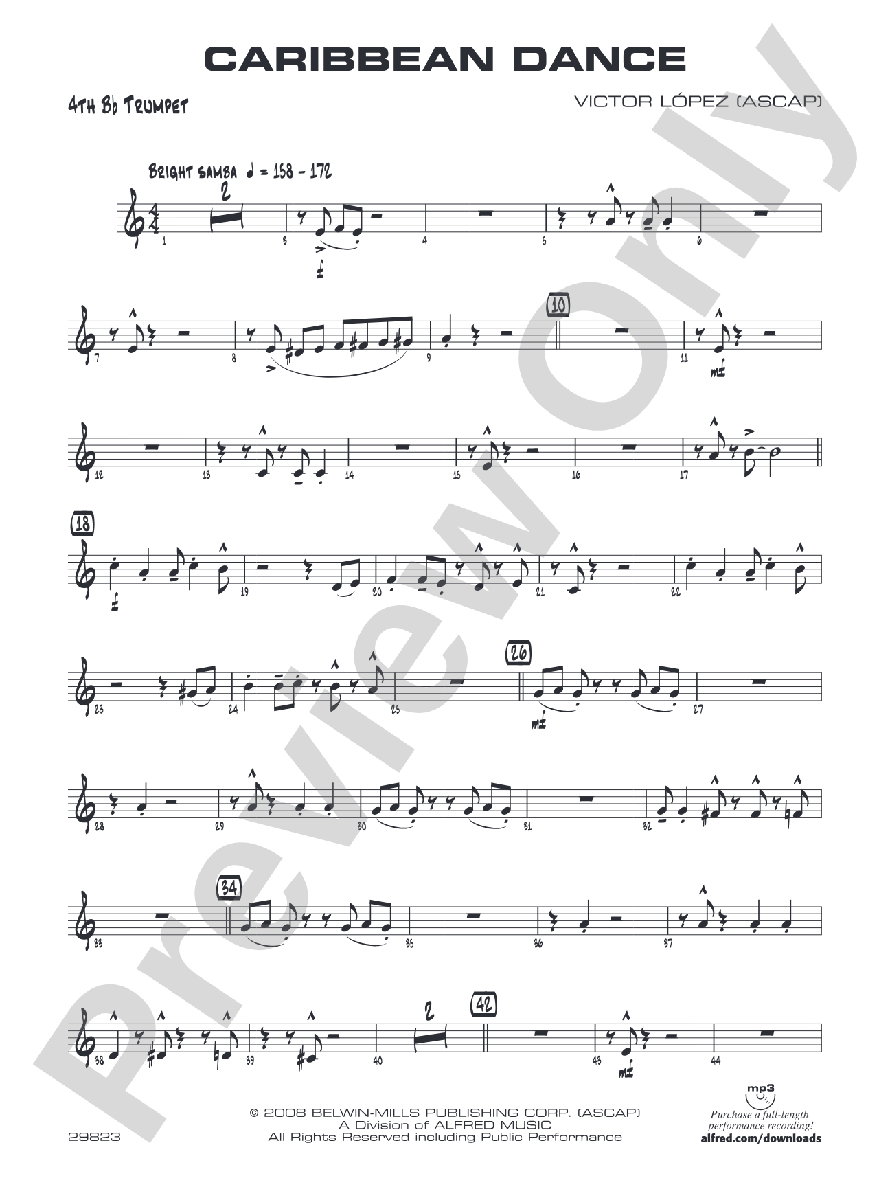 Caribbean Dance: 4th B-flat Trumpet