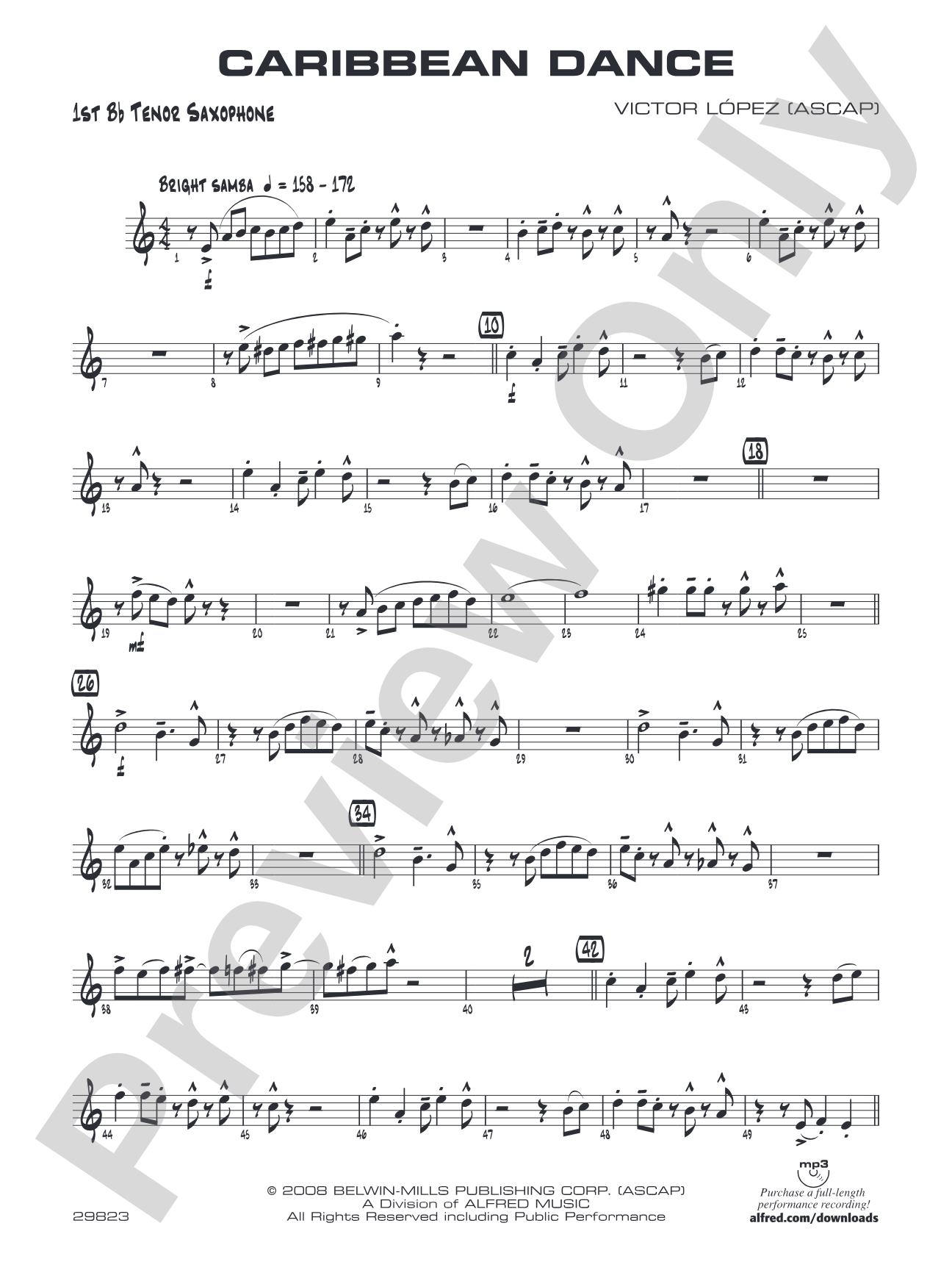 Caribbean Dance: B-flat Tenor Saxophone
