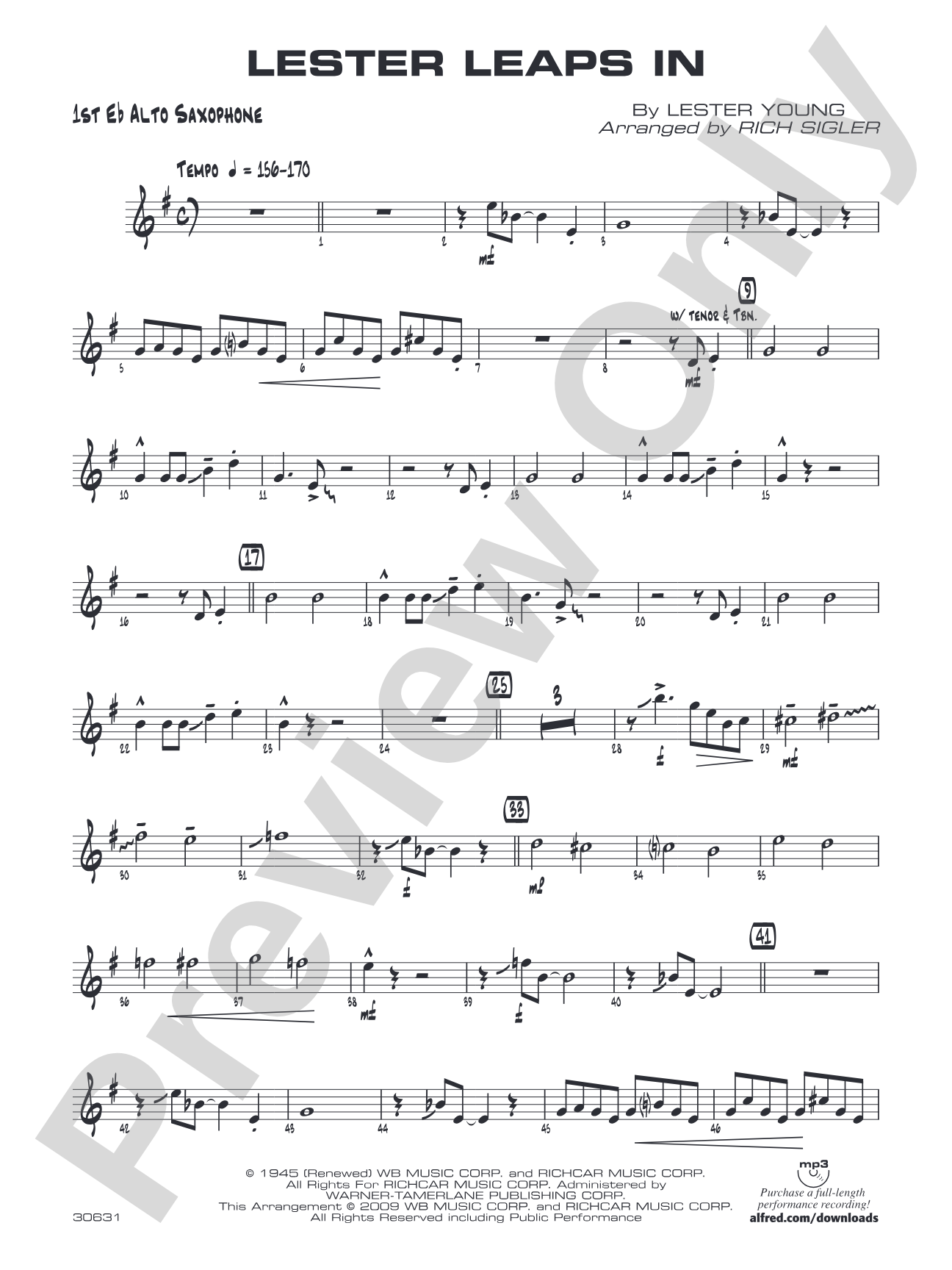 Lester Leaps In: E-flat Alto Saxophone