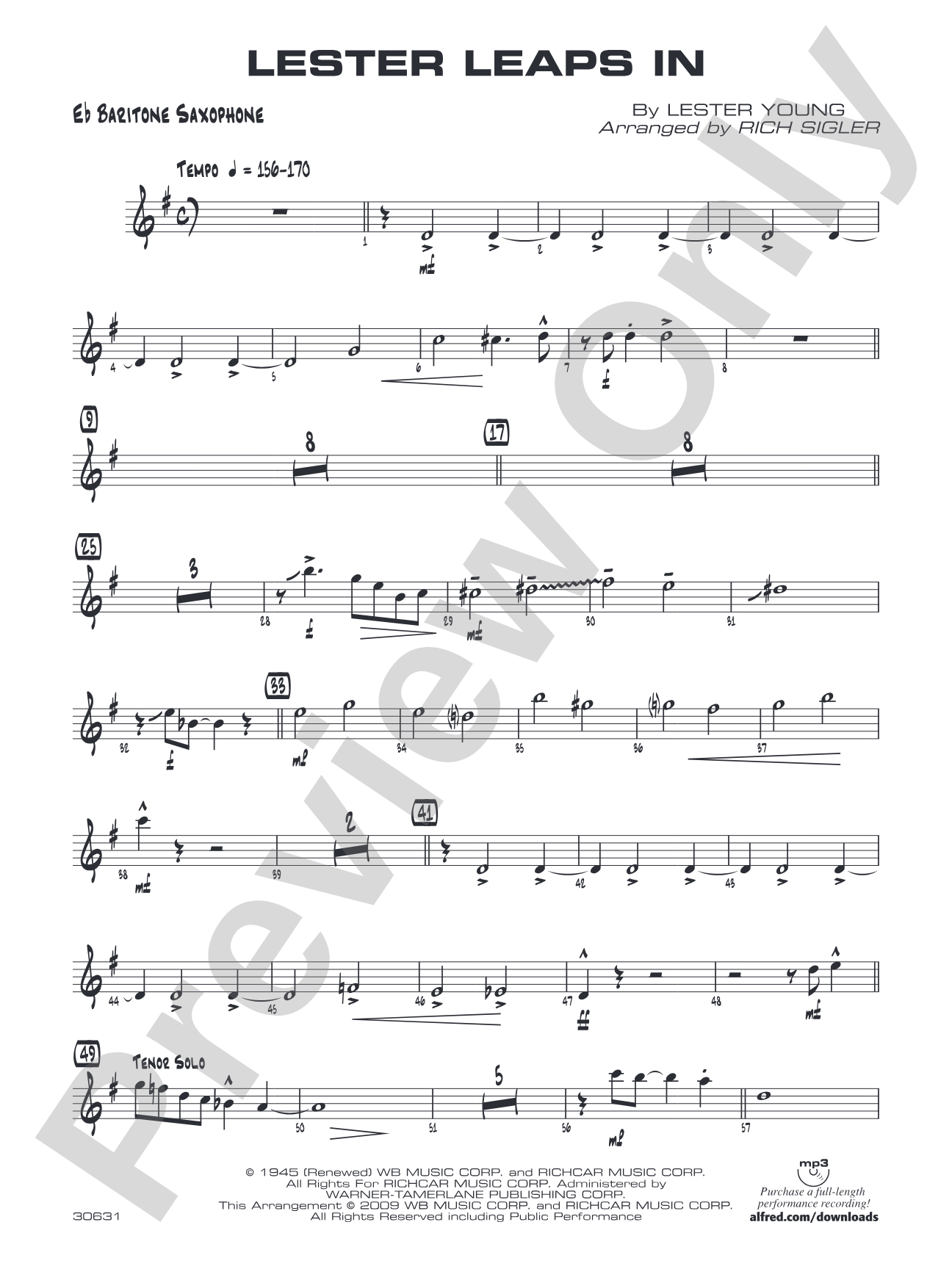Lester Leaps In: E-flat Baritone Saxophone