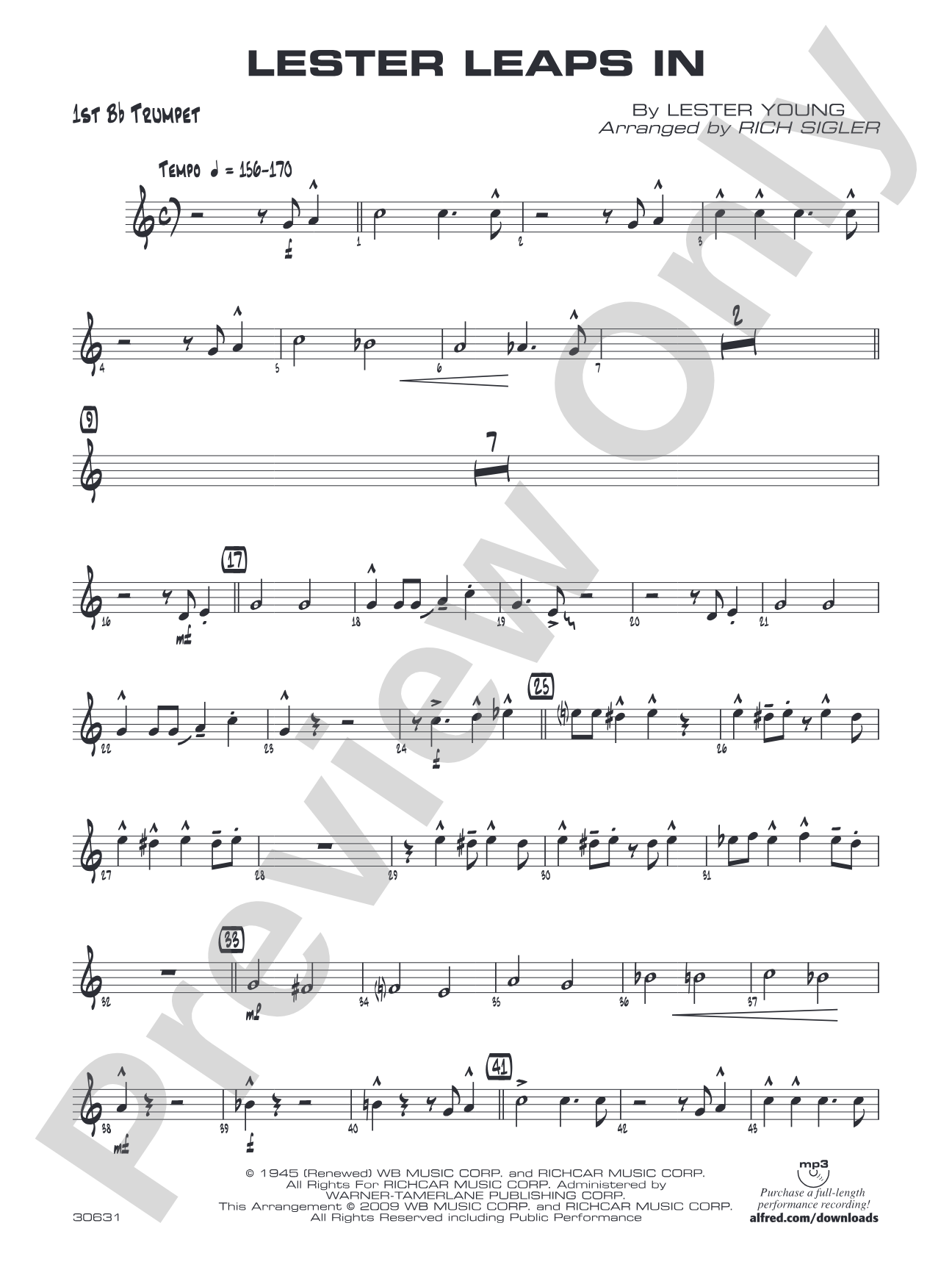 Lester Leaps In: 1st B-flat Trumpet