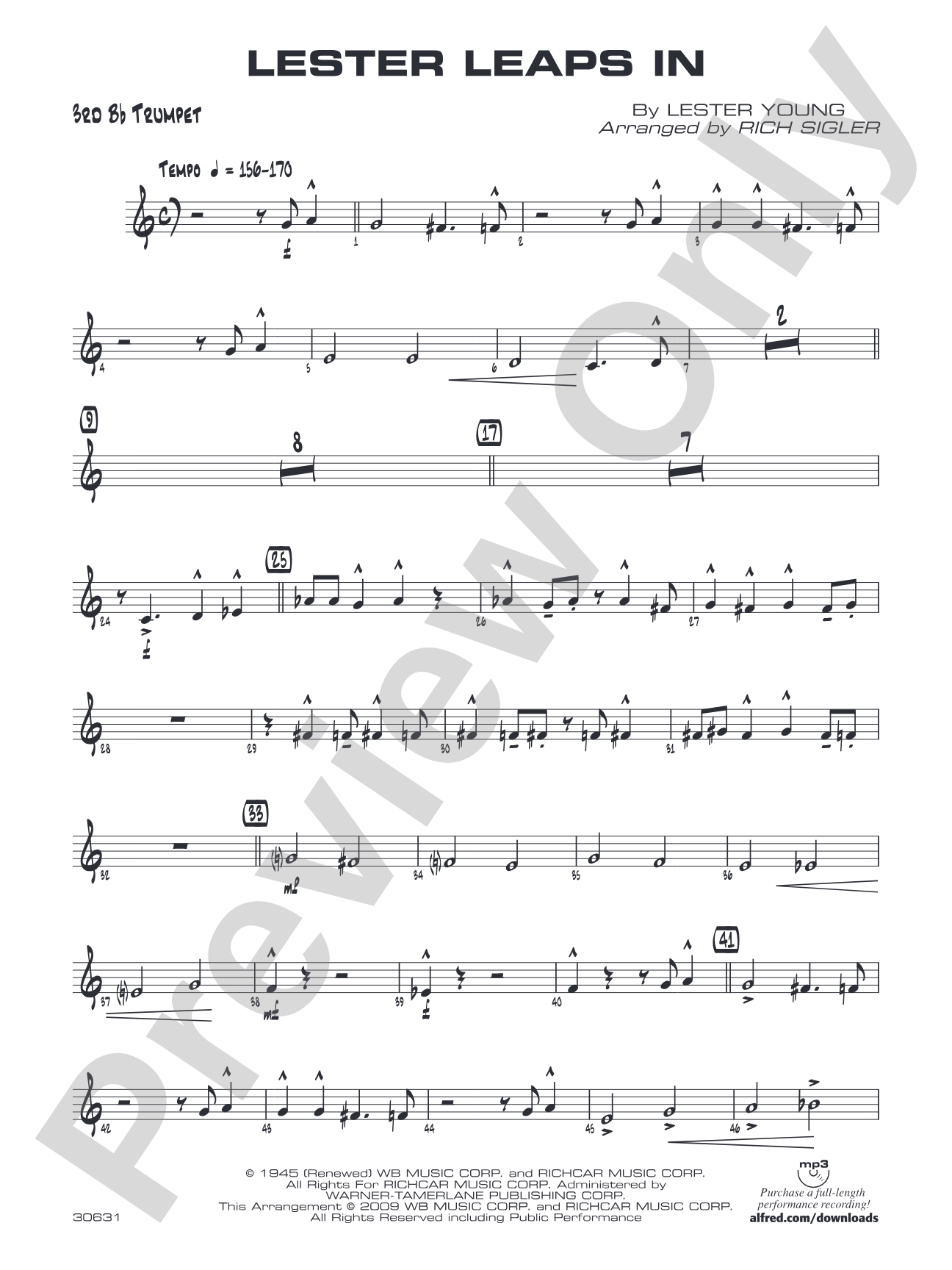 Lester Leaps In: 3rd B-flat Trumpet