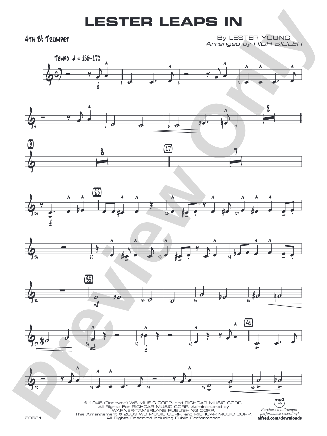 Lester Leaps In: 4th B-flat Trumpet