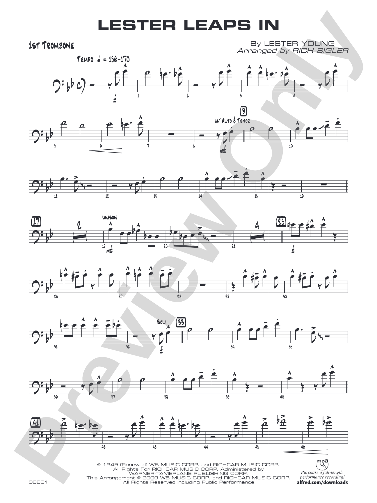 Lester Leaps In: 1st Trombone