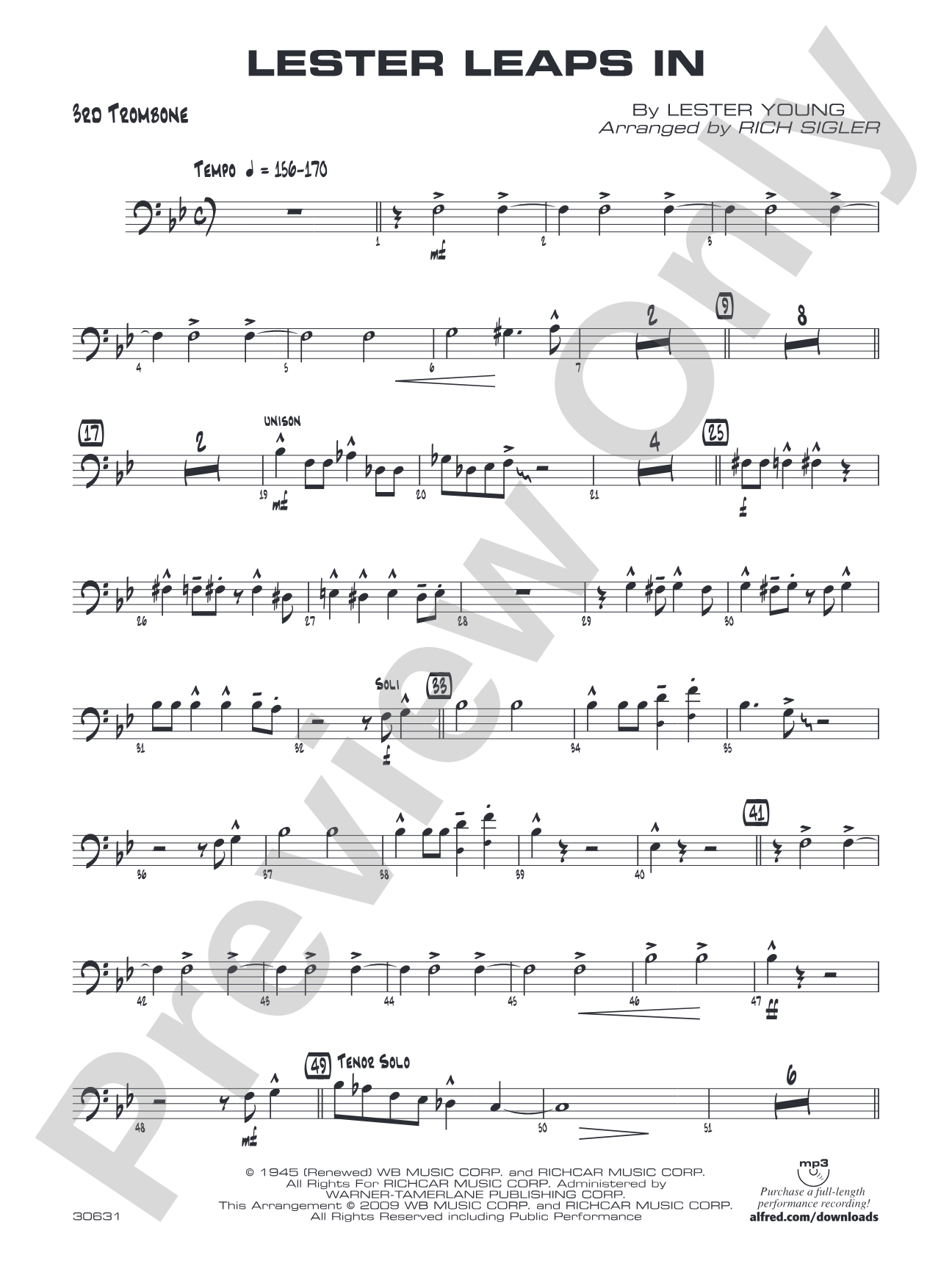 Lester Leaps In: 3rd Trombone