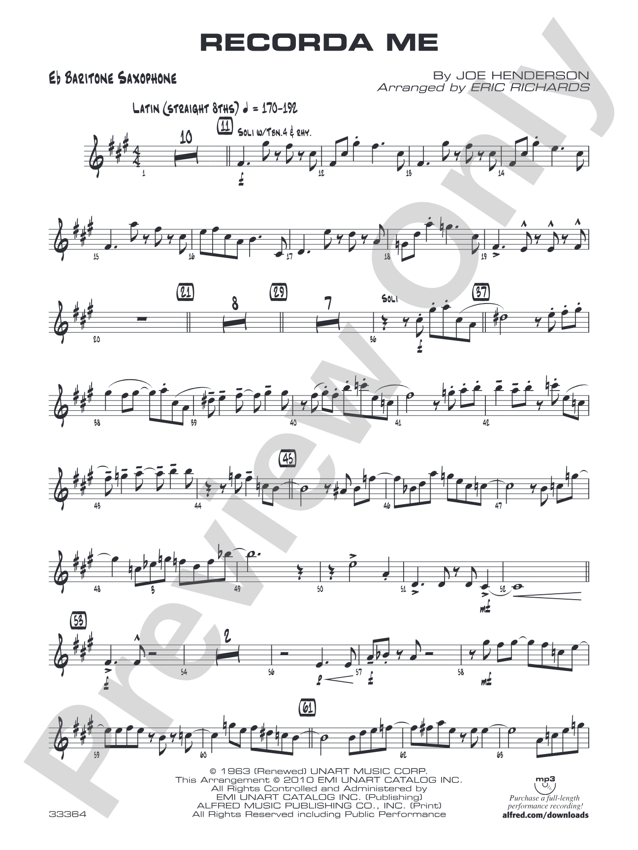 Recorda Me: E-flat Baritone Saxophone