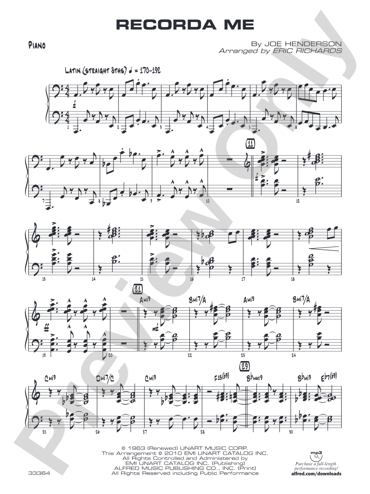 Recorda Me: Piano Accompaniment