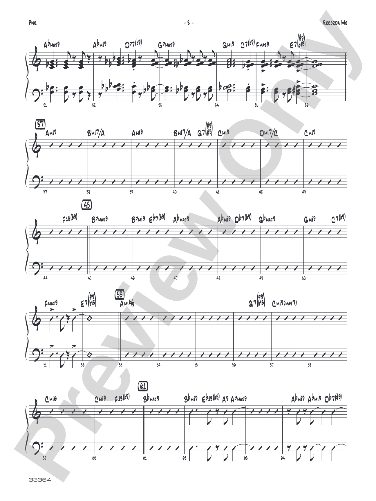 Recorda Me: Piano Accompaniment