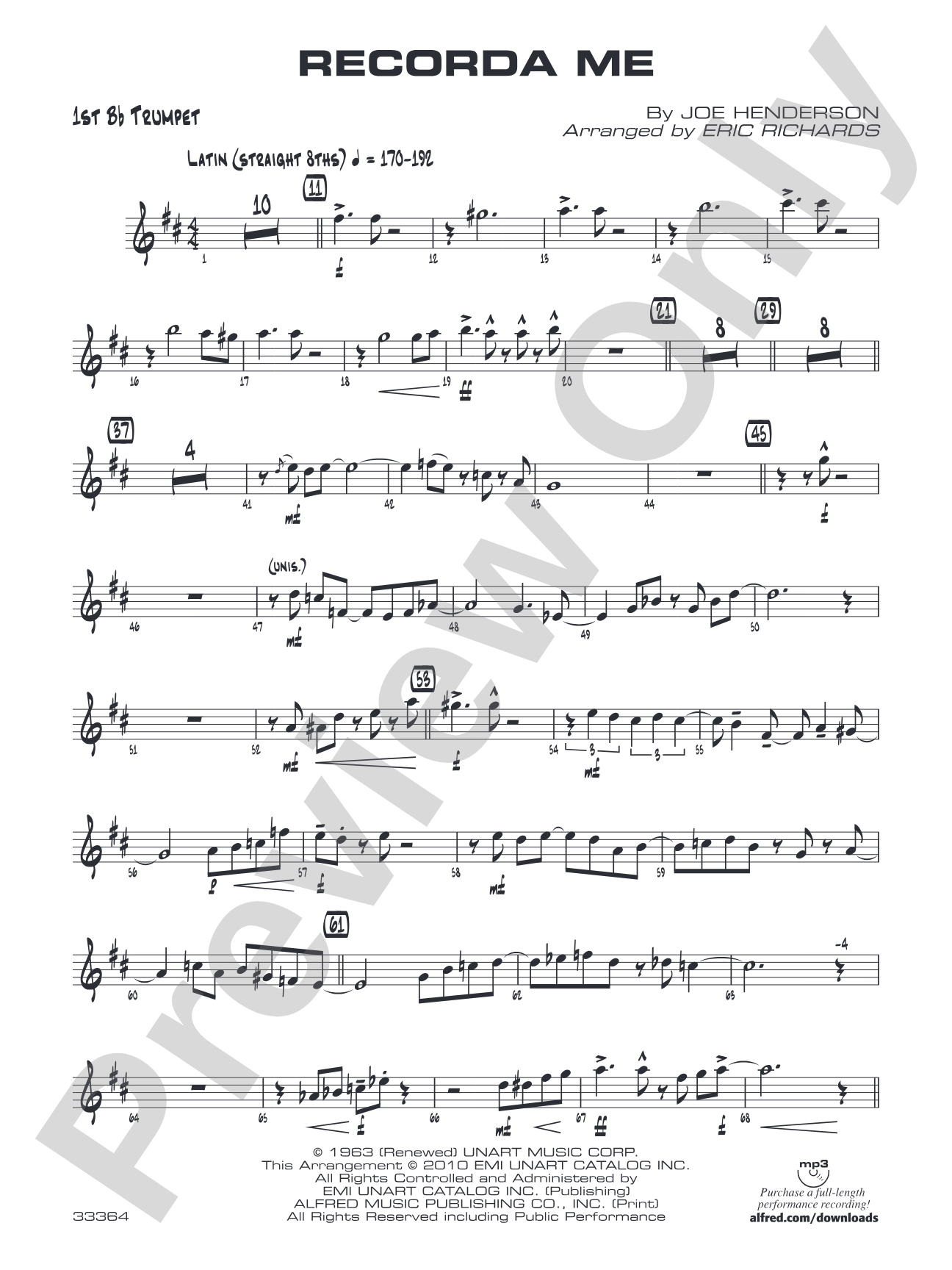Recorda Me: 1st B-flat Trumpet