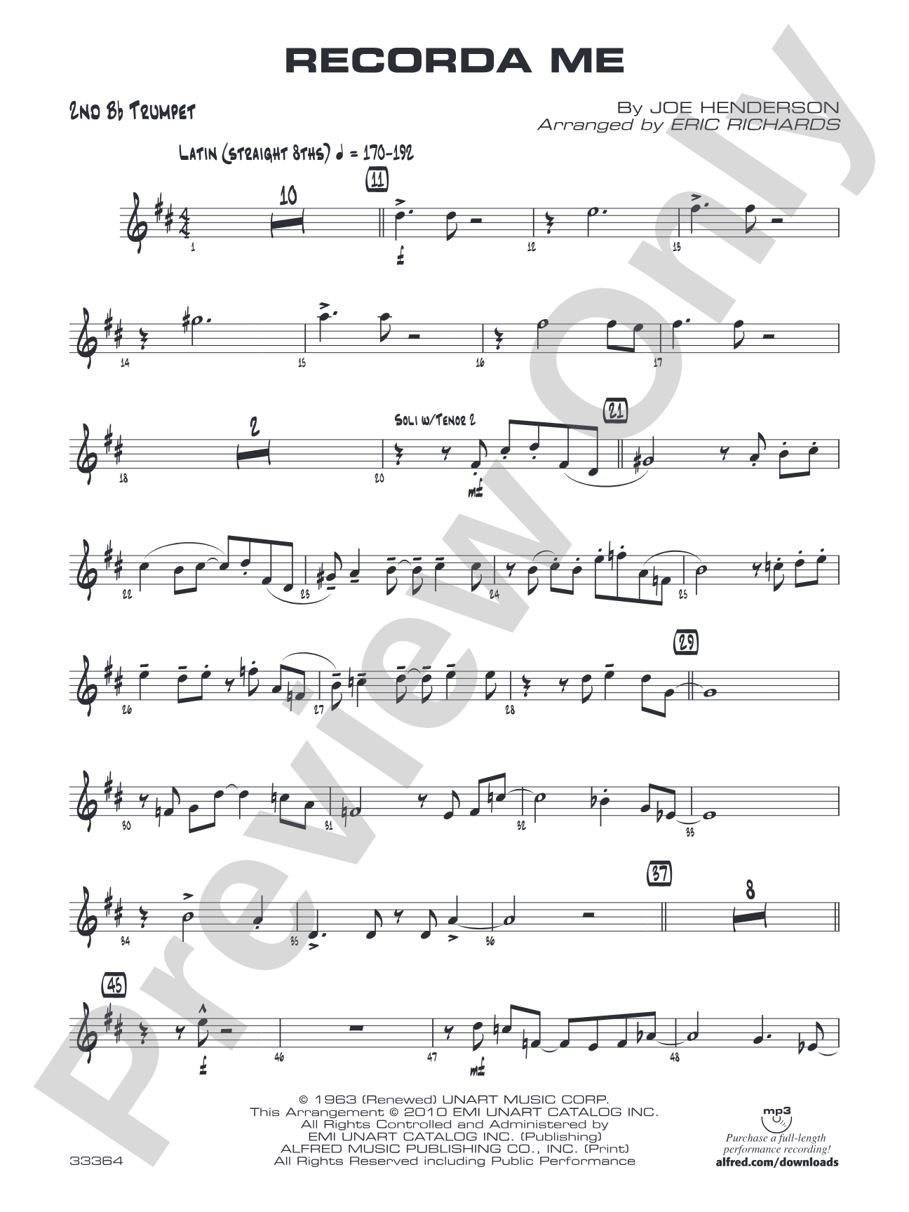 Recorda Me: 2nd B-flat Trumpet