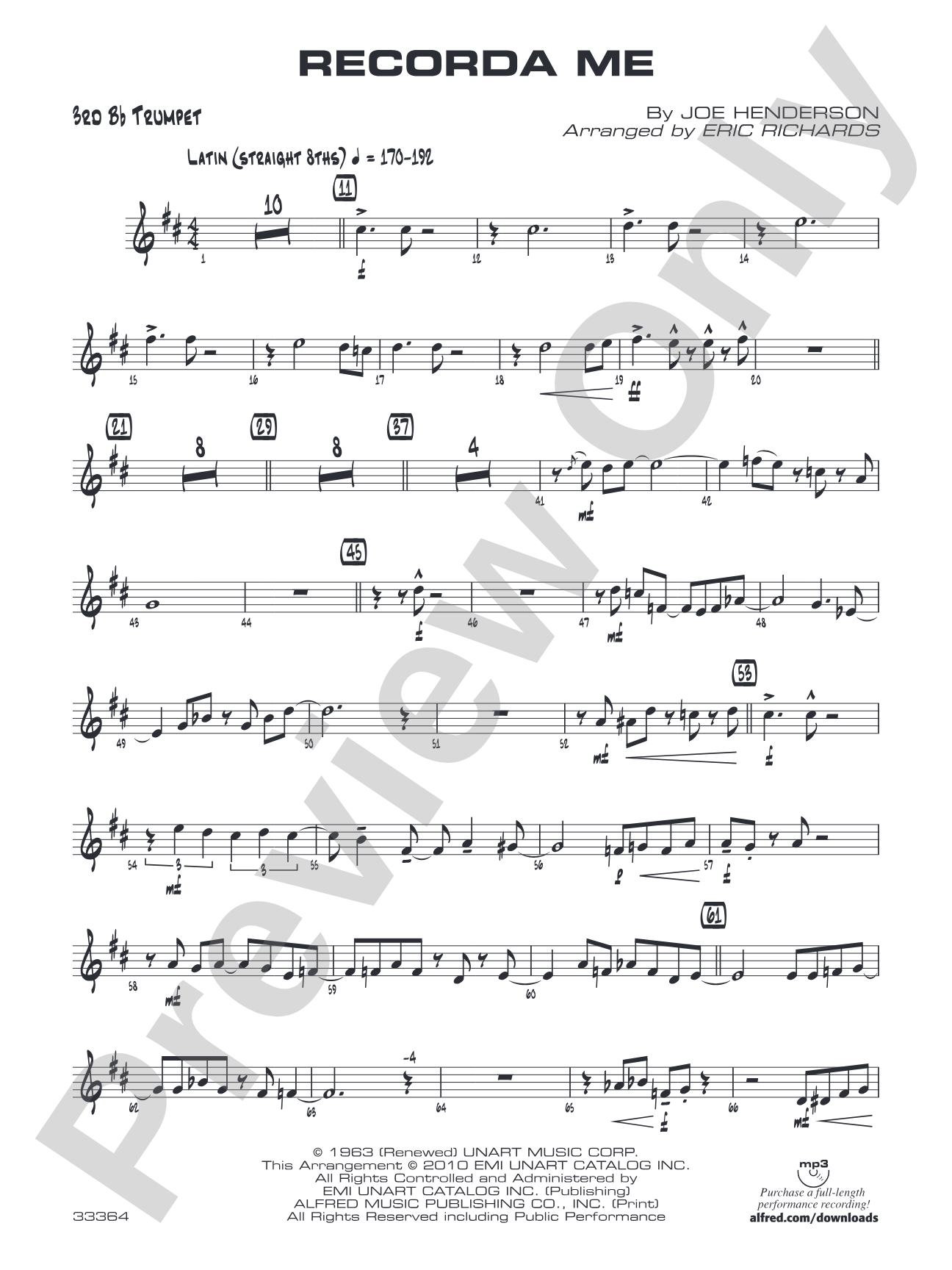 Recorda Me: 3rd B-flat Trumpet