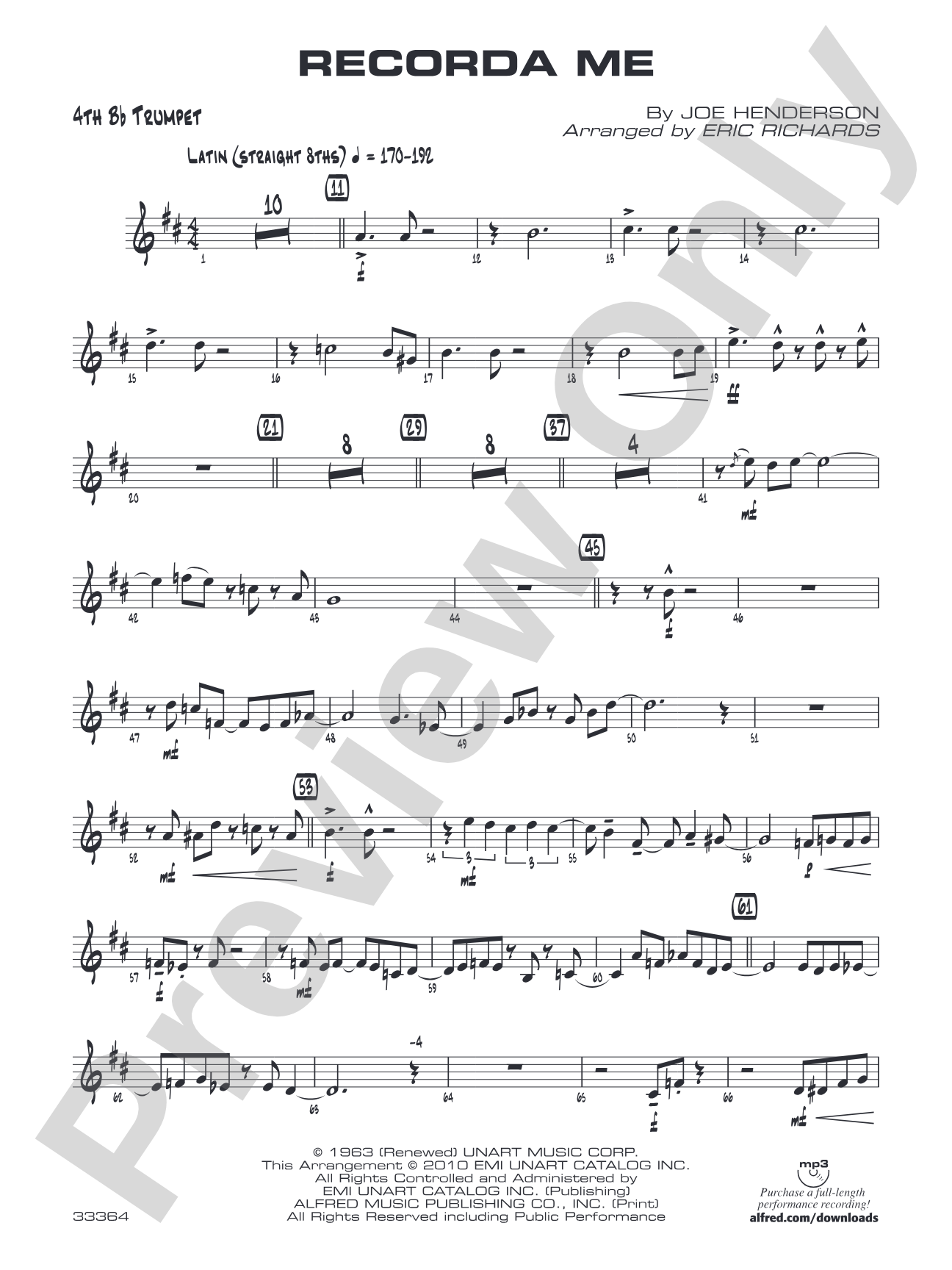 Recorda Me: 4th B-flat Trumpet