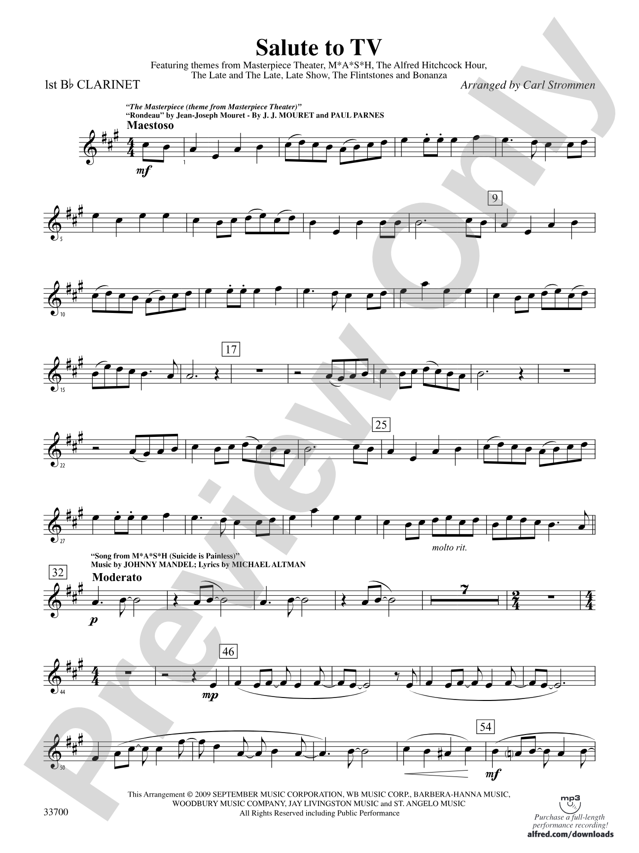 Salute to TV: 1st B-flat Clarinet