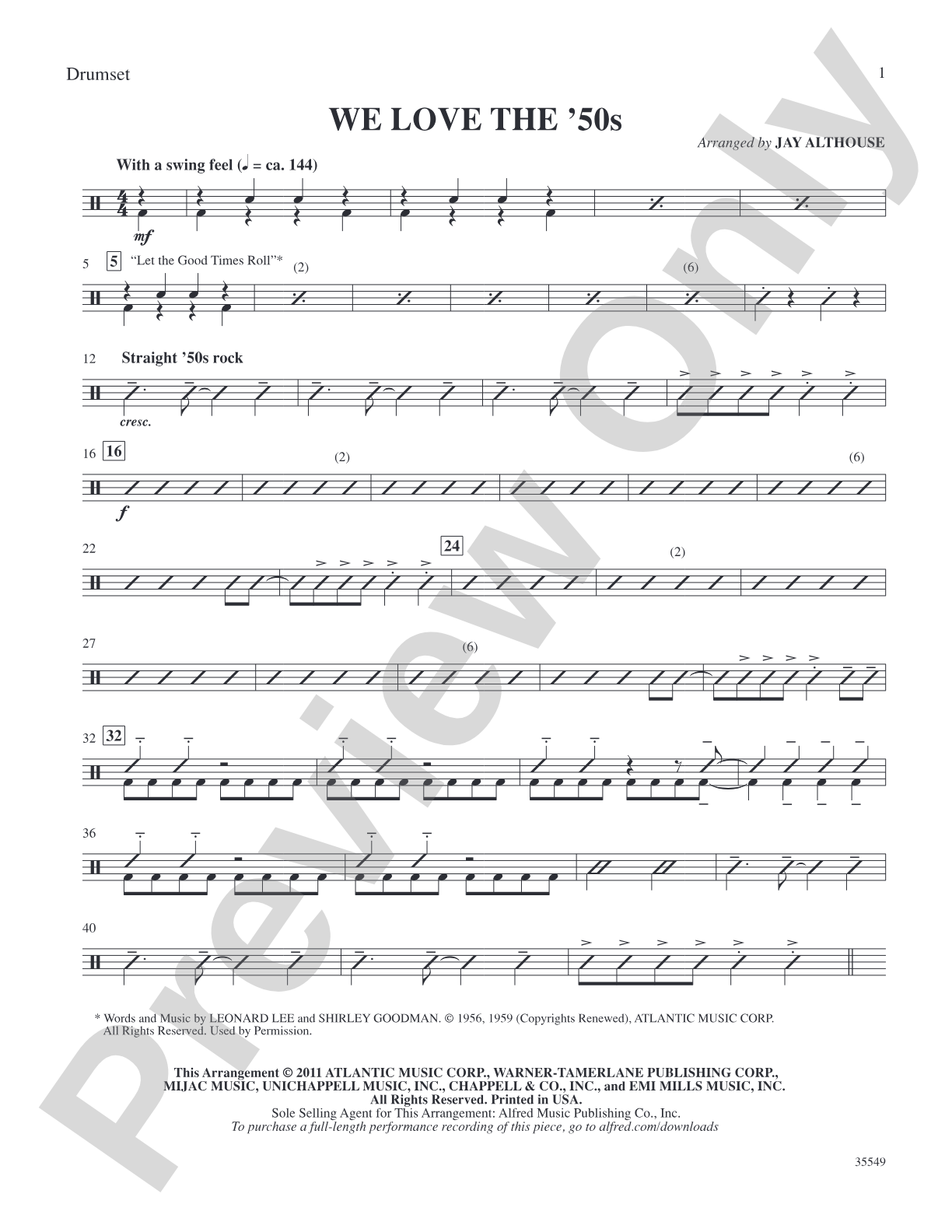 We Love the '50s: Drums: Choral SoundPax