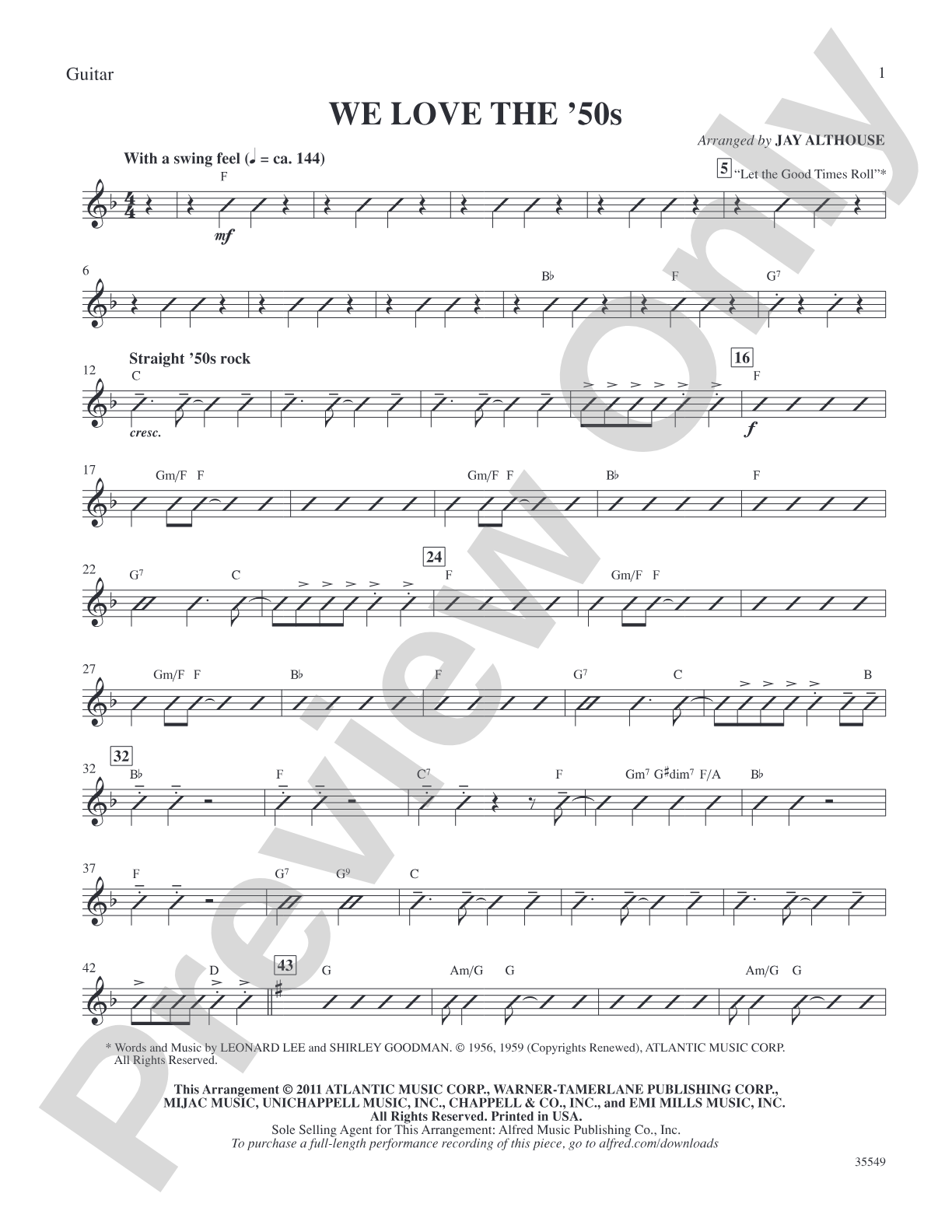 We Love the '50s: Guitar: Choral SoundPax