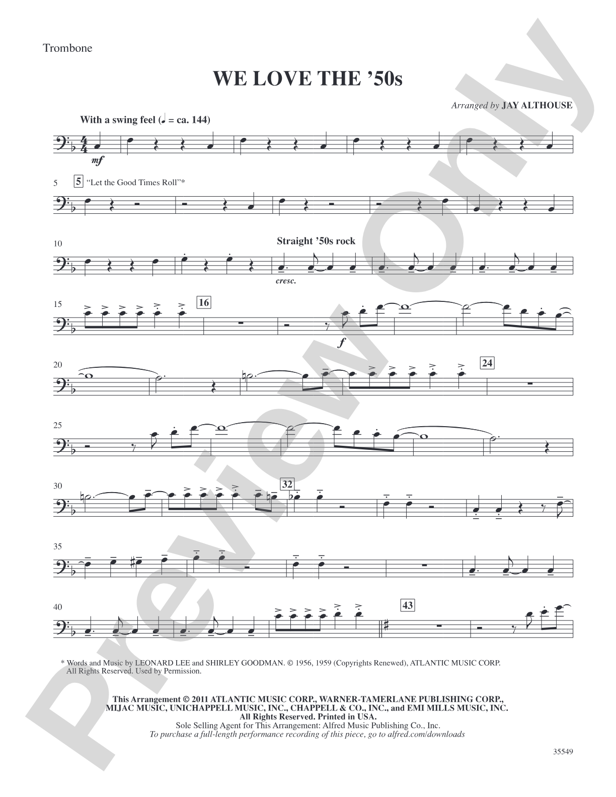 We Love the '50s: 1st Trombone: Choral SoundPax