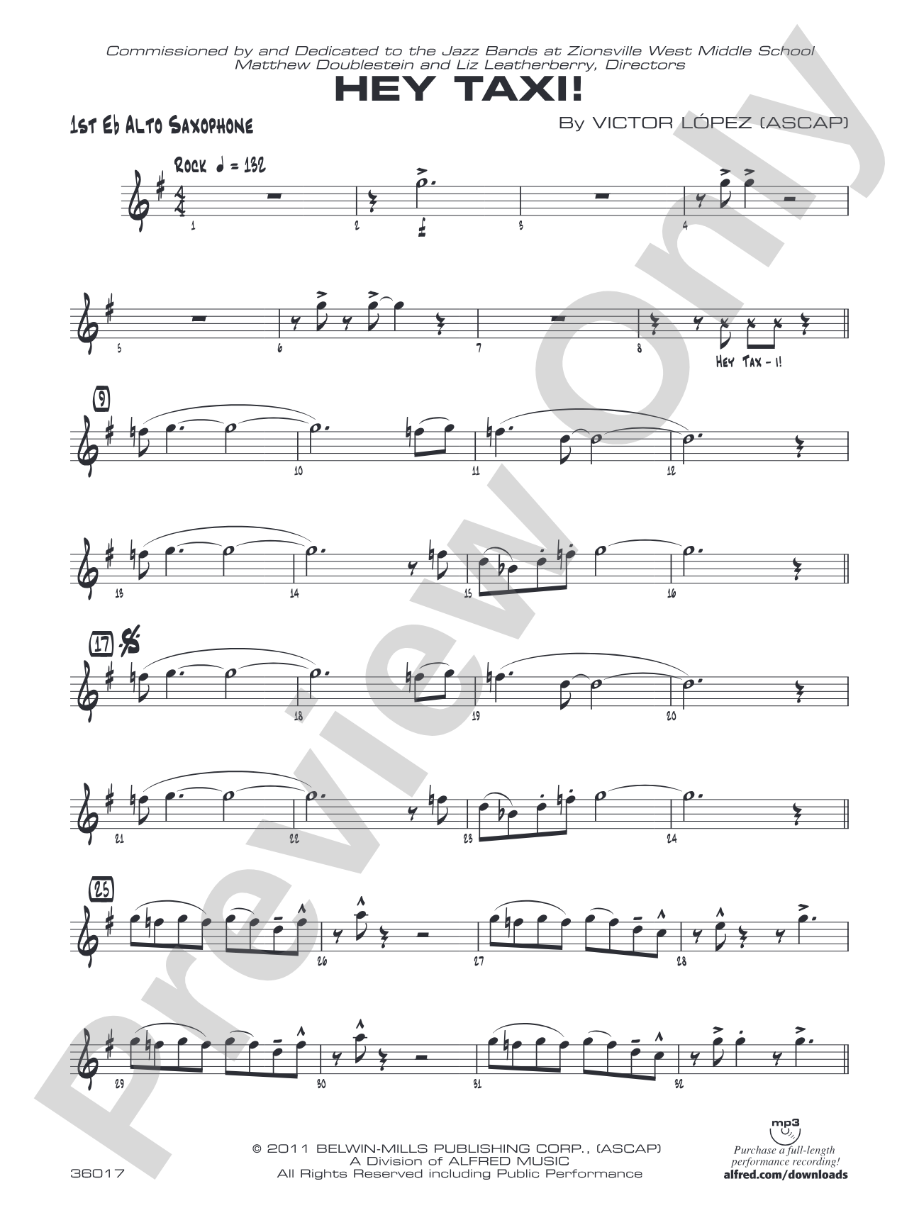 Hey Taxi!: E-flat Alto Saxophone