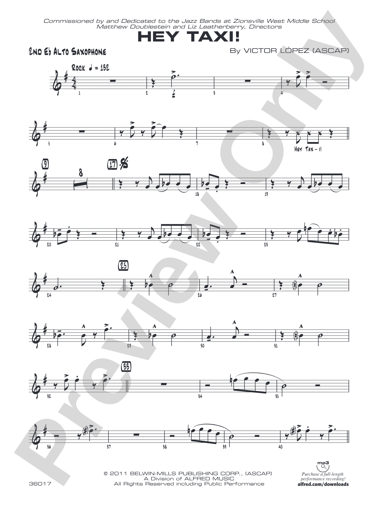 Hey Taxi!: 2nd E-flat Alto Saxophone