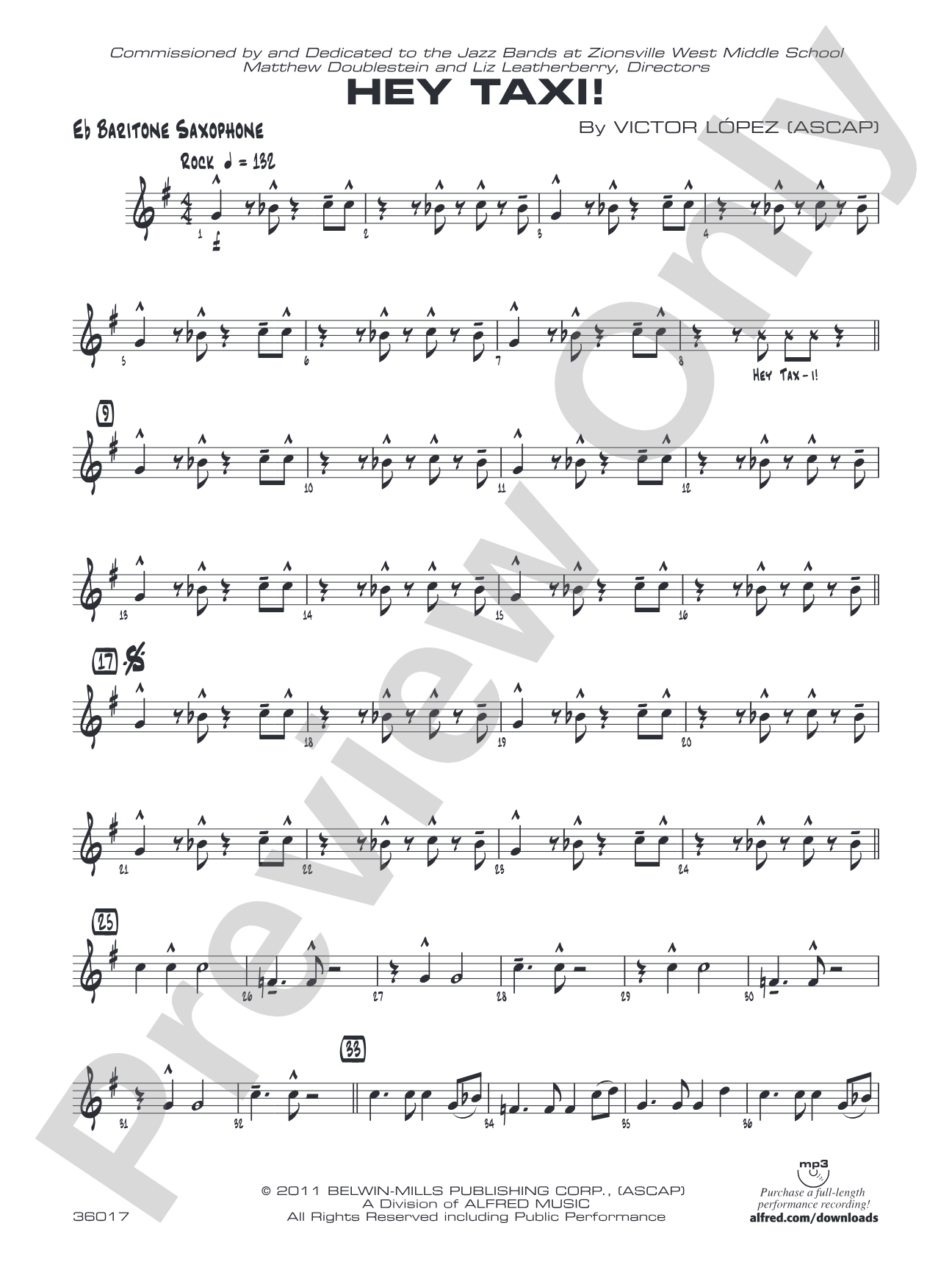 Hey Taxi!: E-flat Baritone Saxophone