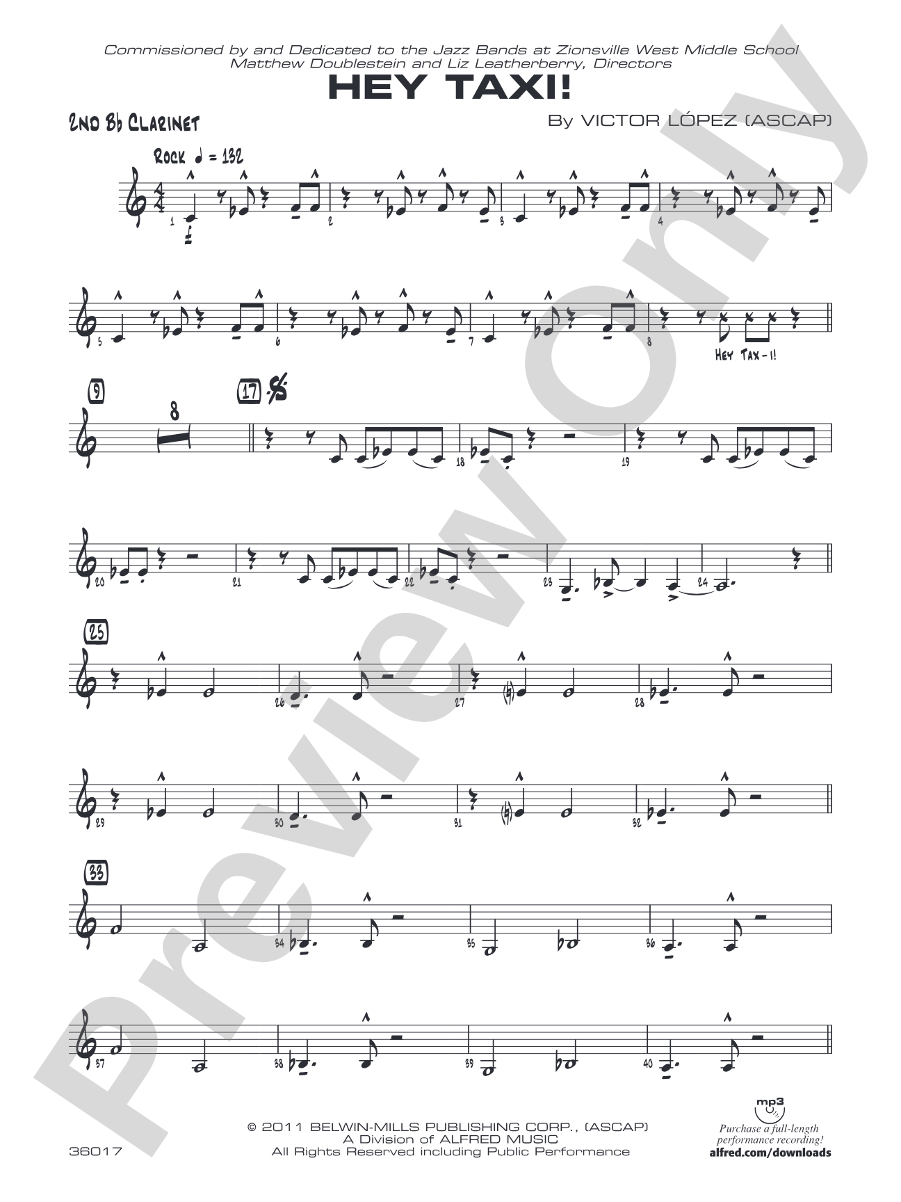 Hey Taxi!: 2nd B-flat Clarinet