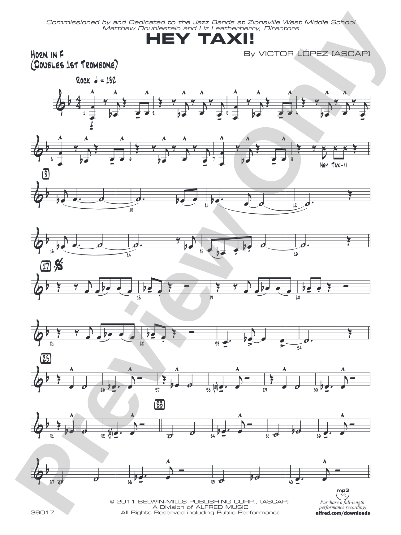 Hey Taxi!: 1st F Horn