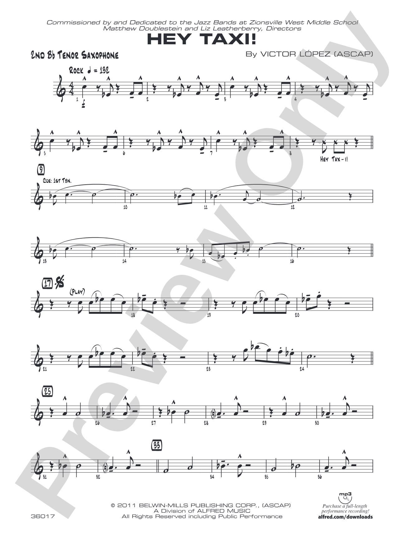 Hey Taxi!: 2nd B-flat Tenor Saxophone