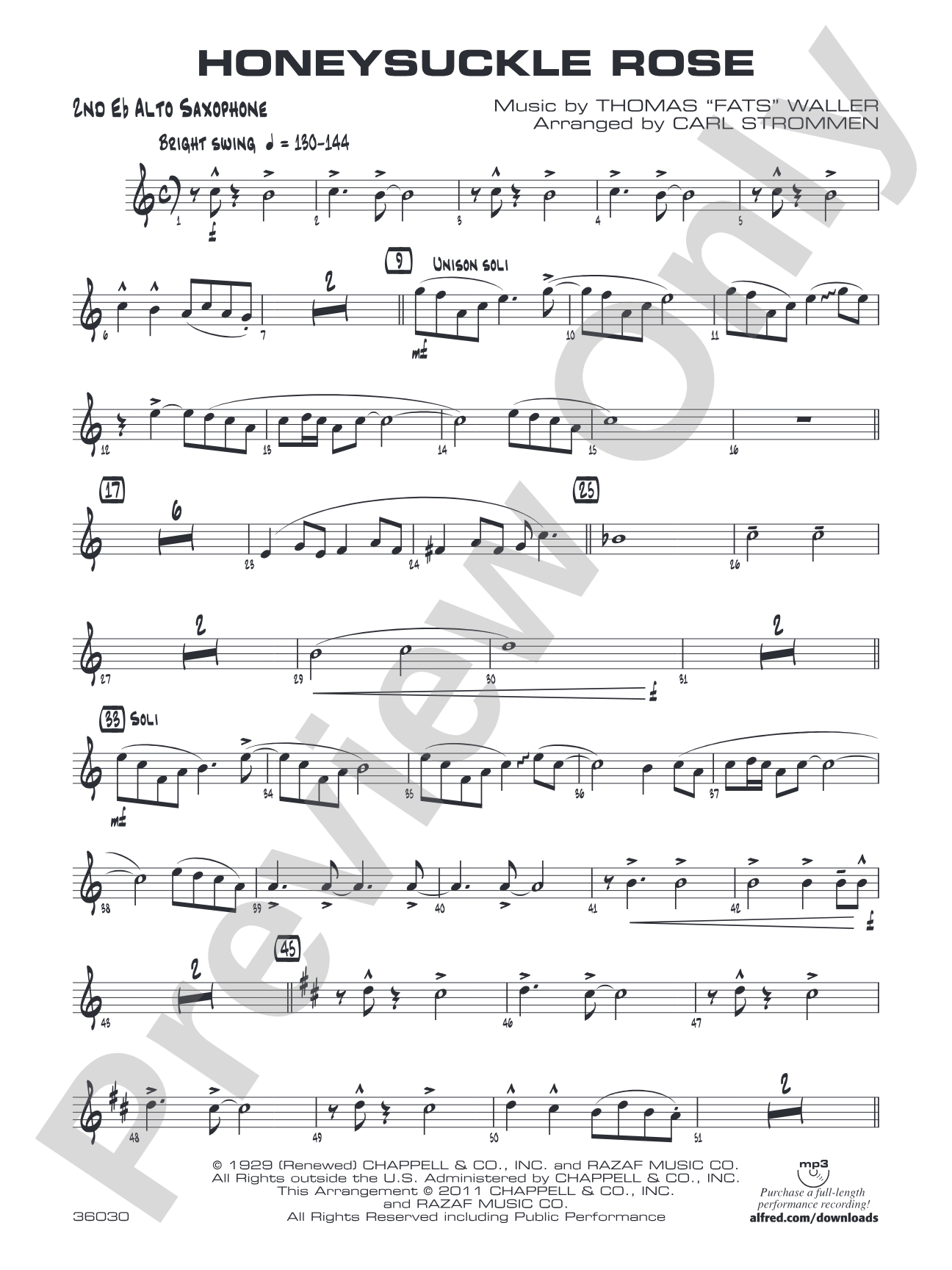 Honeysuckle Rose: 2nd E-flat Alto Saxophone