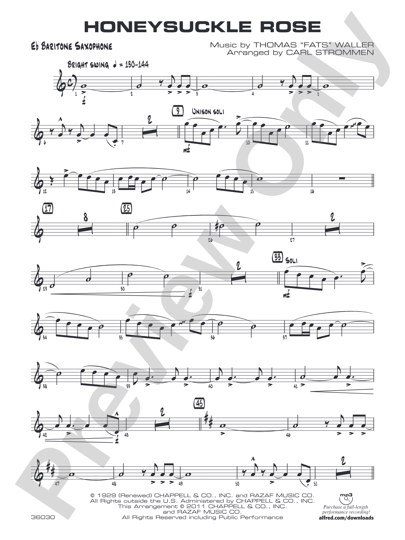 Honeysuckle Rose: E-flat Baritone Saxophone