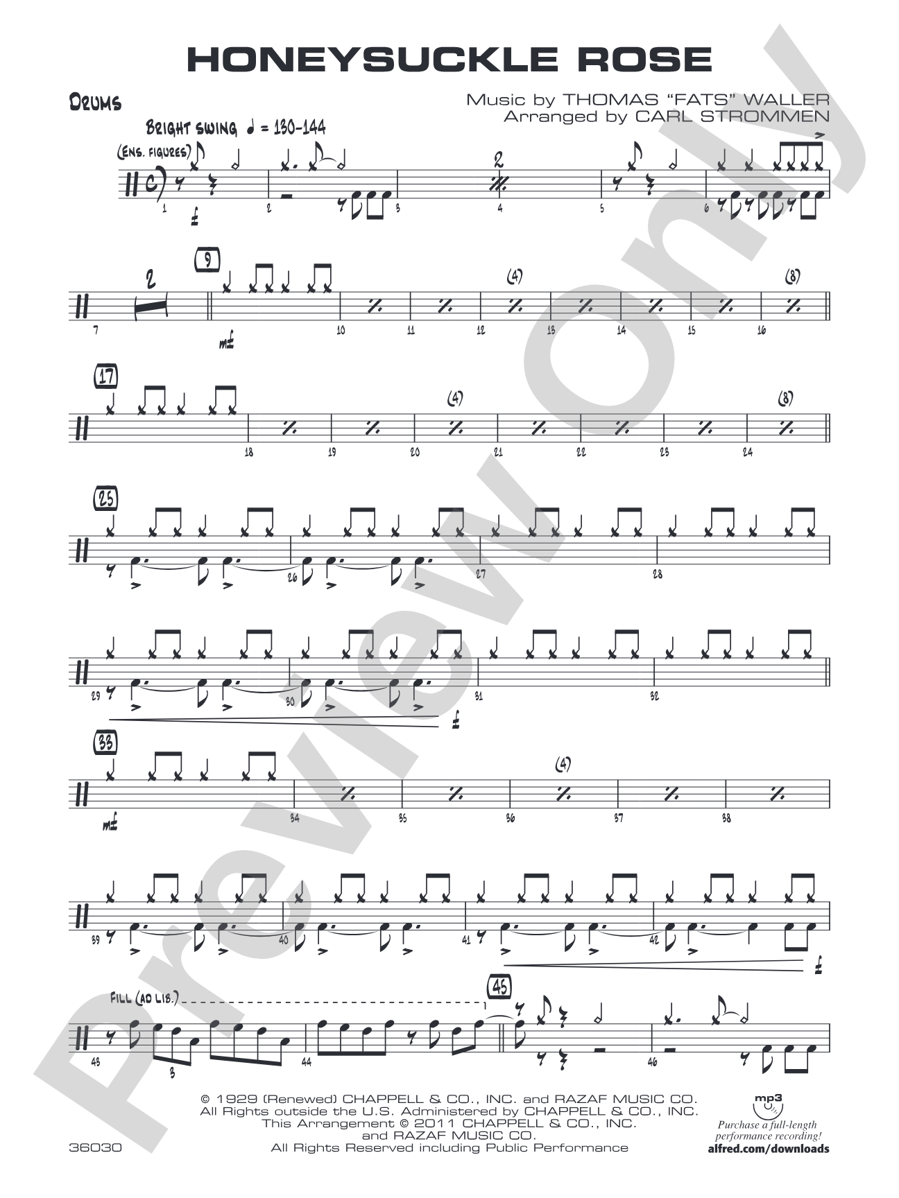 Honeysuckle Rose: Drums