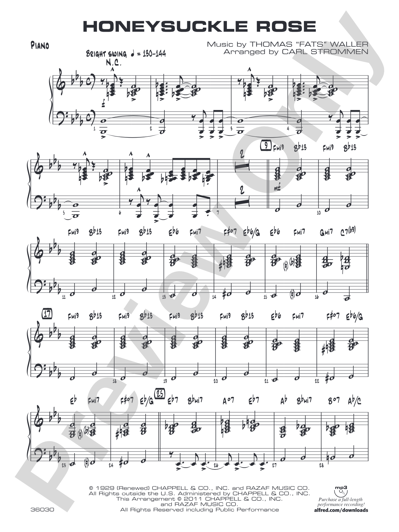 Honeysuckle Rose: Piano Accompaniment