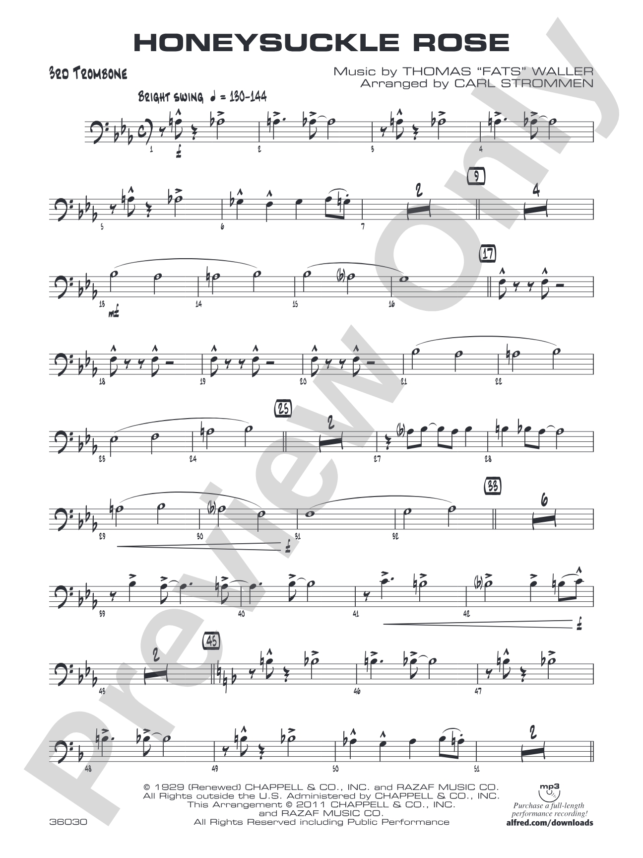 Honeysuckle Rose: 3rd Trombone
