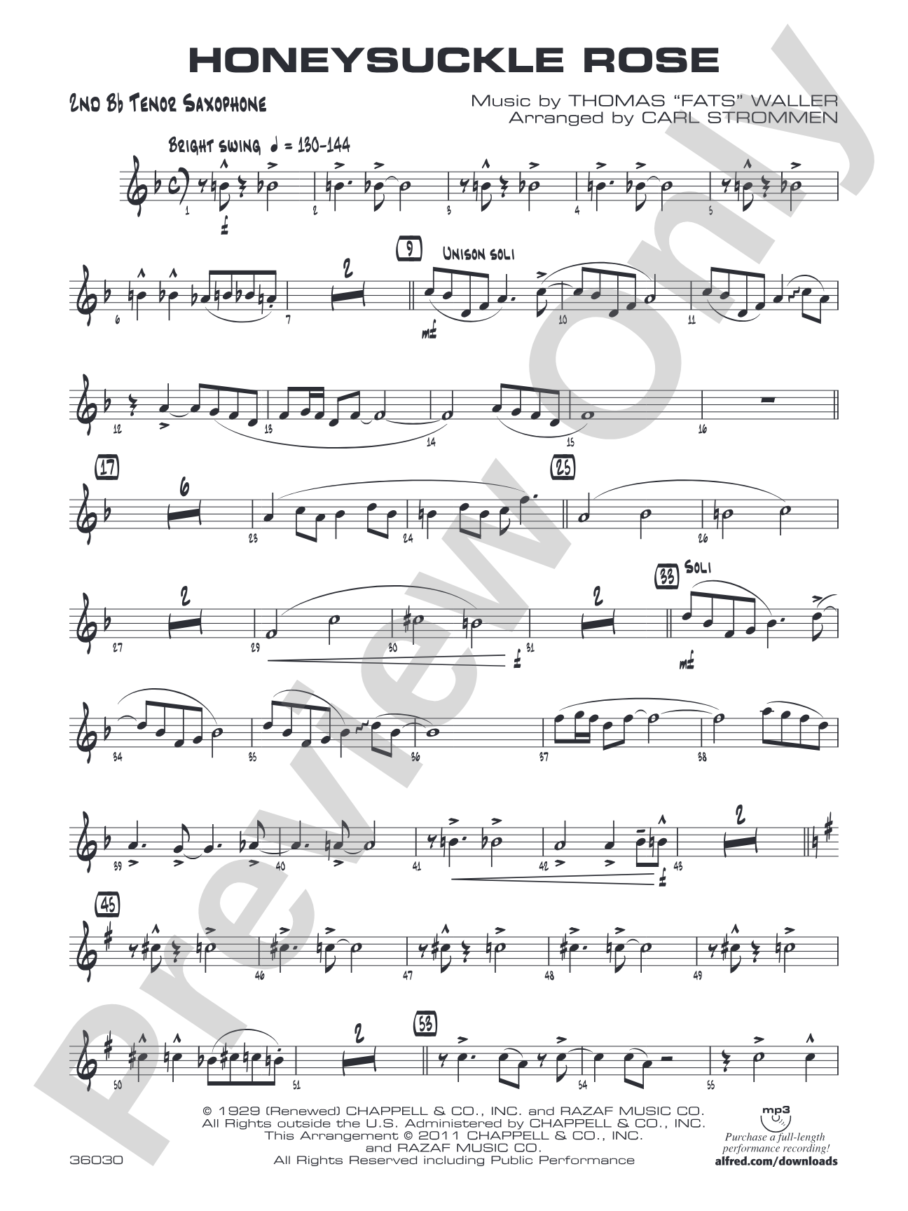 Honeysuckle Rose: 2nd B-flat Tenor Saxophone