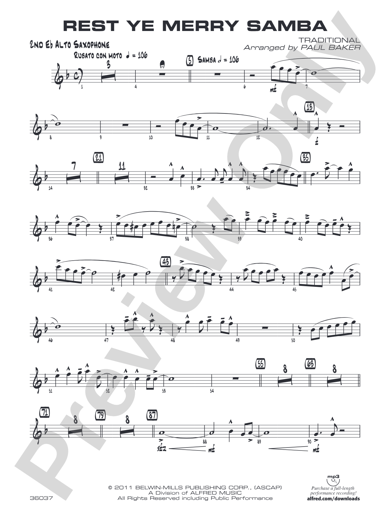 Rest Ye Merry Samba: 2nd E-flat Alto Saxophone