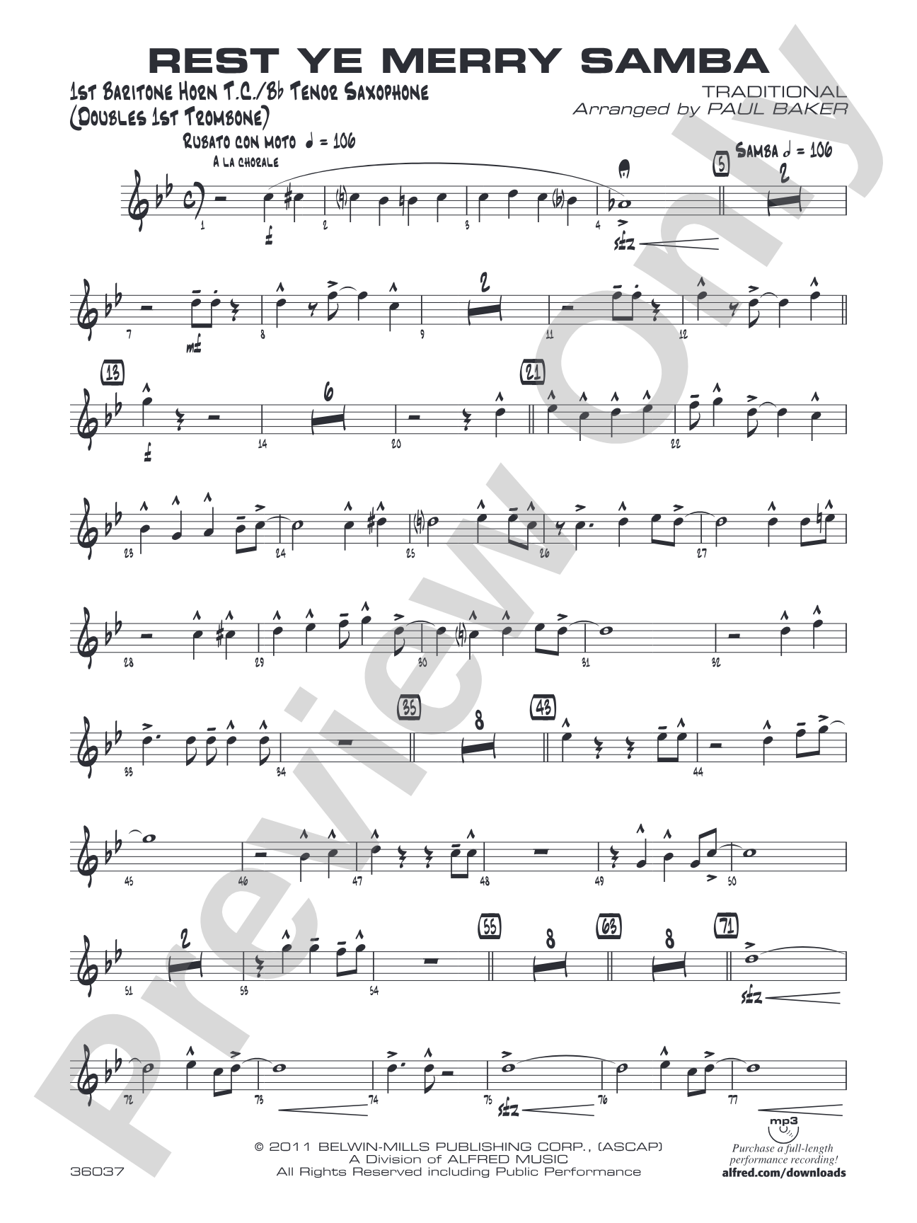 Rest Ye Merry Samba: Baritone T.C.