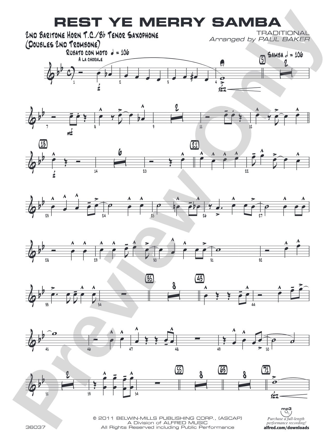 Rest Ye Merry Samba: 2nd Baritone T.C.