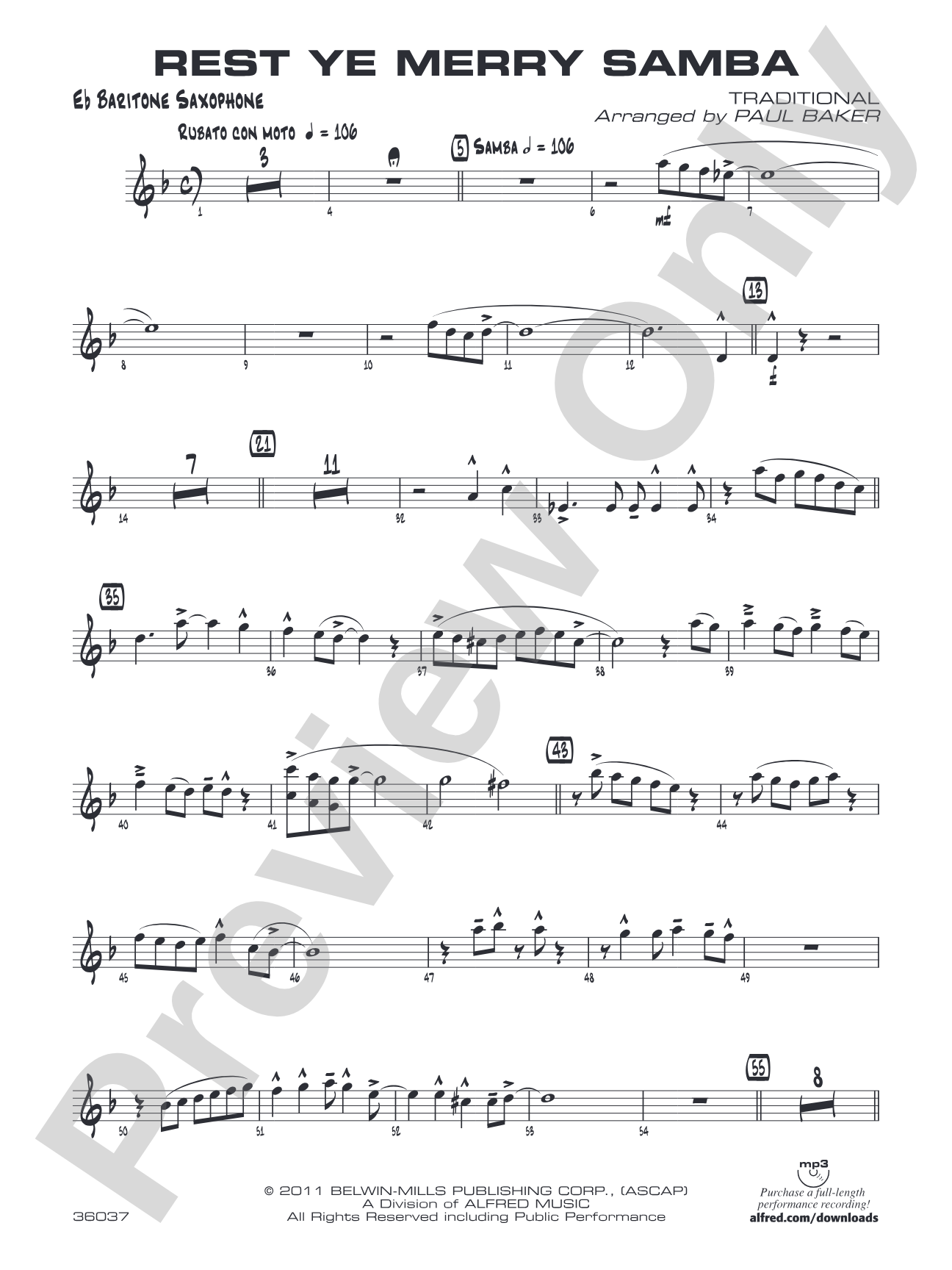 Rest Ye Merry Samba: E-flat Baritone Saxophone