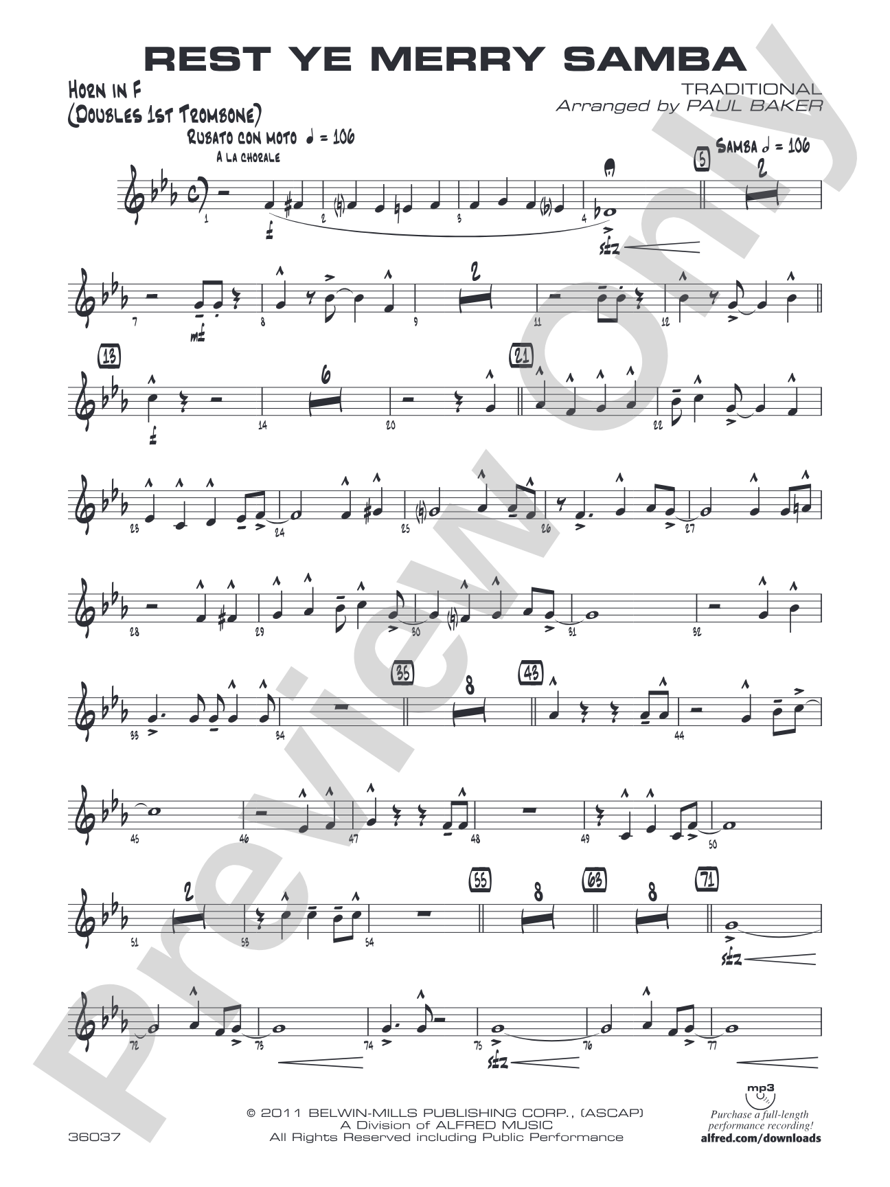 Rest Ye Merry Samba: 1st F Horn
