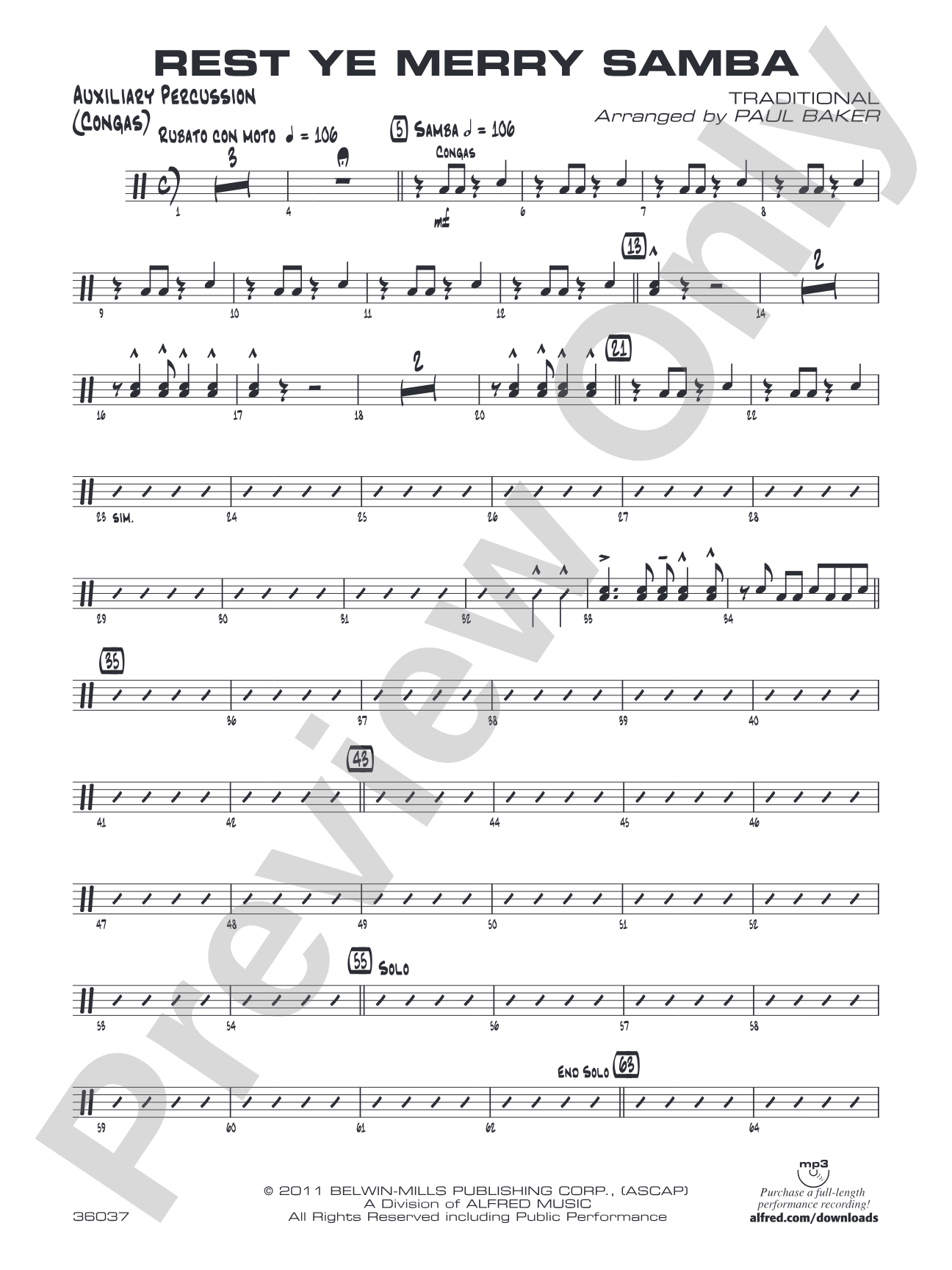 Rest Ye Merry Samba: 1st Percussion