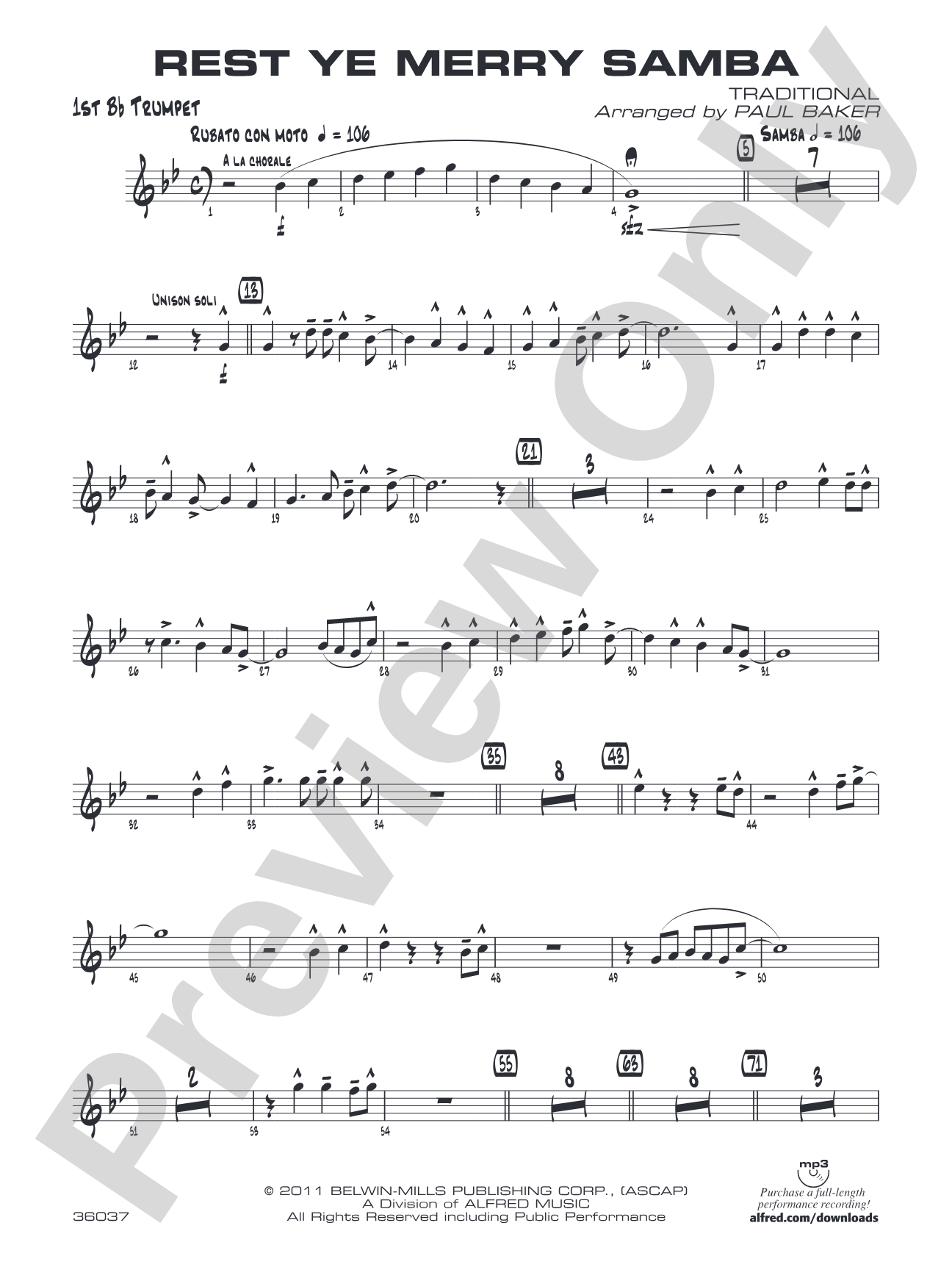 Rest Ye Merry Samba: 1st B-flat Trumpet