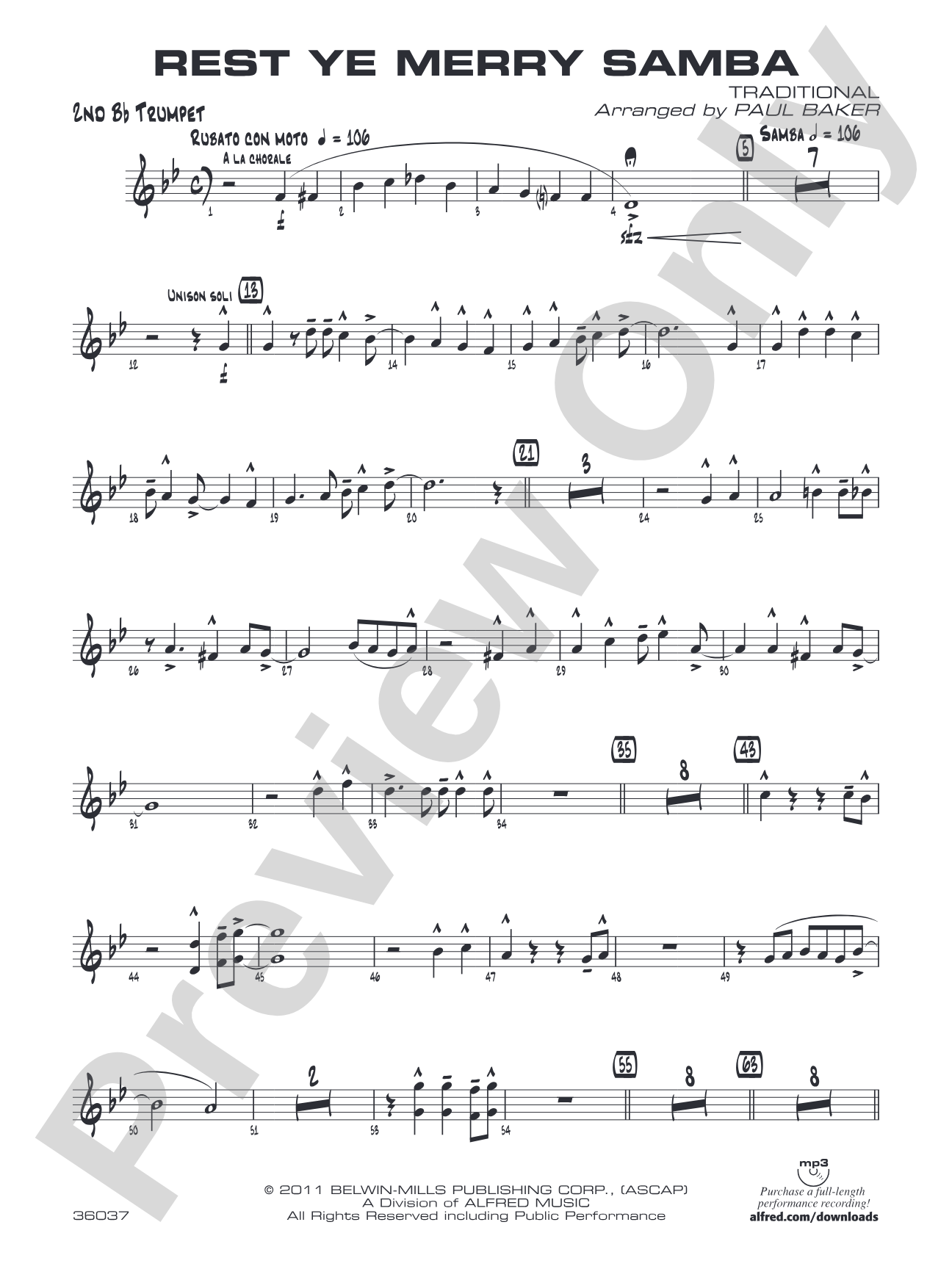 Rest Ye Merry Samba: 2nd B-flat Trumpet