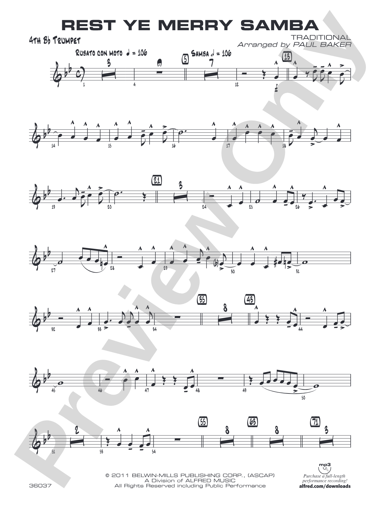 Rest Ye Merry Samba: 4th B-flat Trumpet