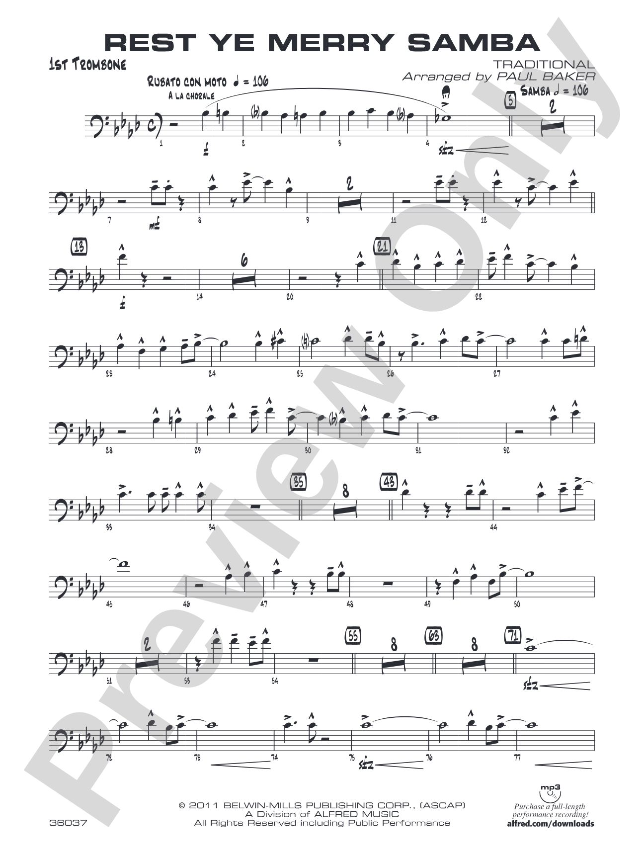Rest Ye Merry Samba: 1st Trombone