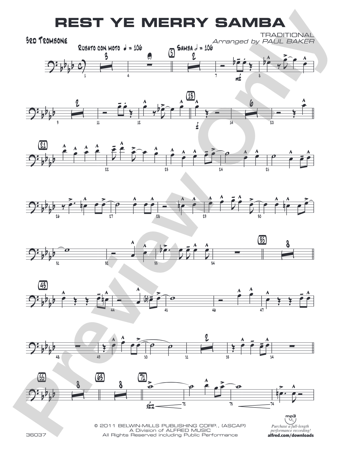Rest Ye Merry Samba: 3rd Trombone