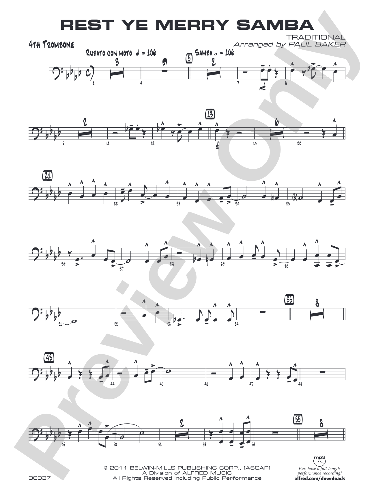 Rest Ye Merry Samba: 4th Trombone