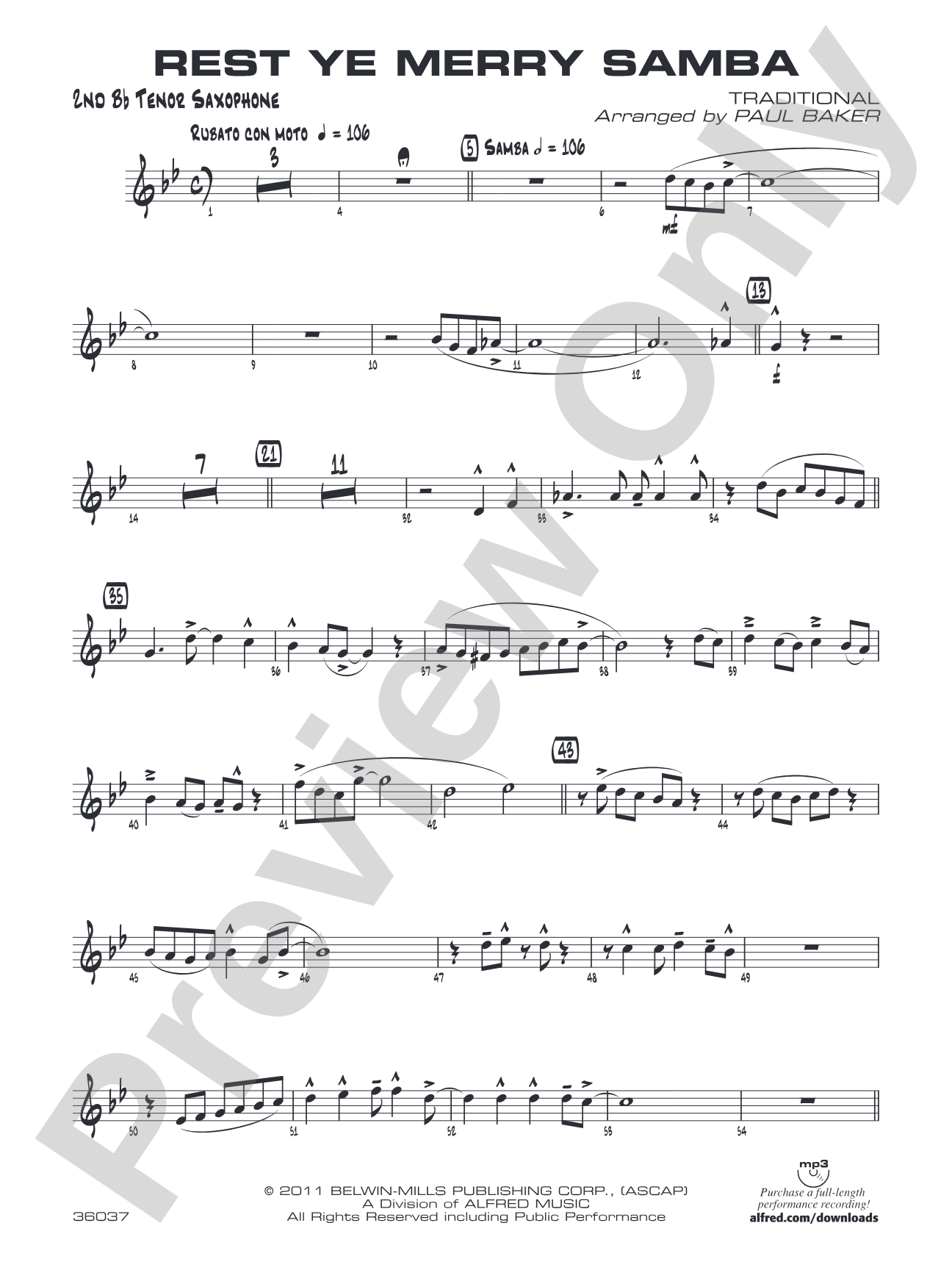 Rest Ye Merry Samba: 2nd B-flat Tenor Saxophone