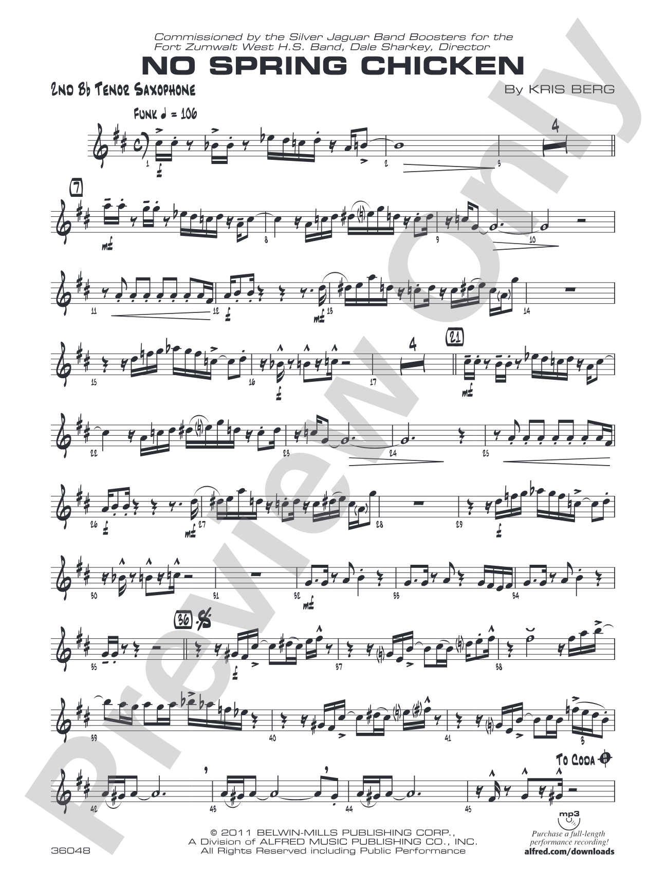No Spring Chicken: 2nd B-flat Tenor Saxophone
