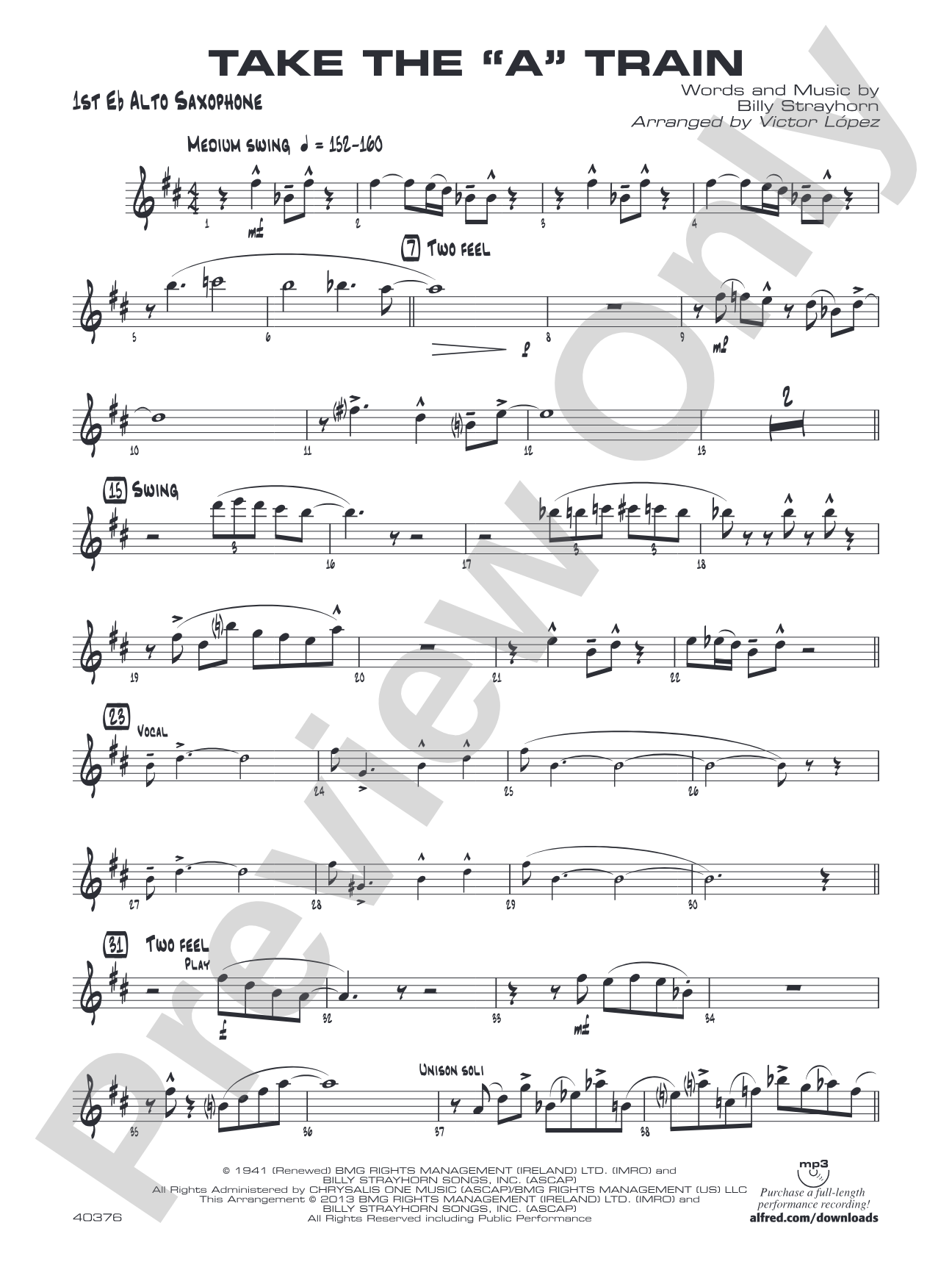 Take the "A" Train: E-flat Alto Saxophone