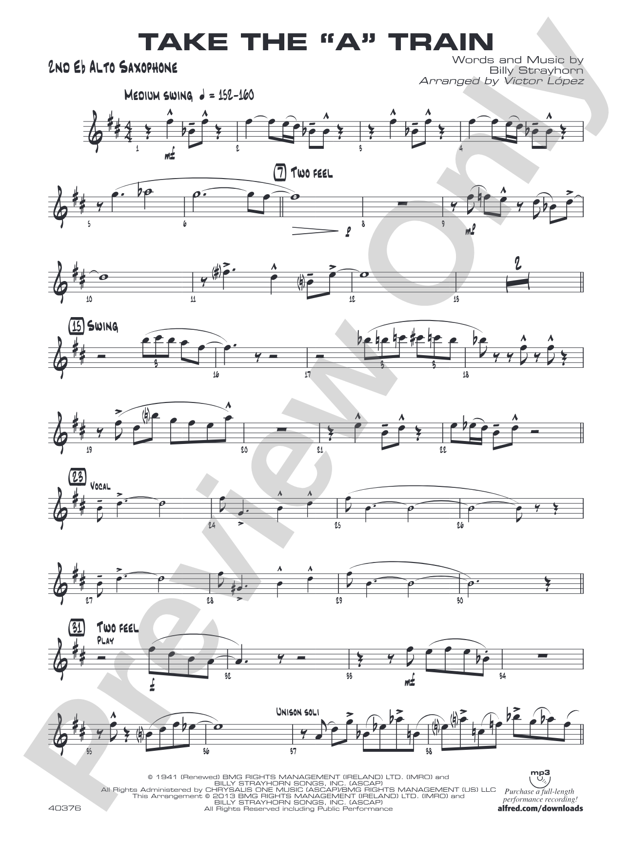 Take the "A" Train: 2nd E-flat Alto Saxophone