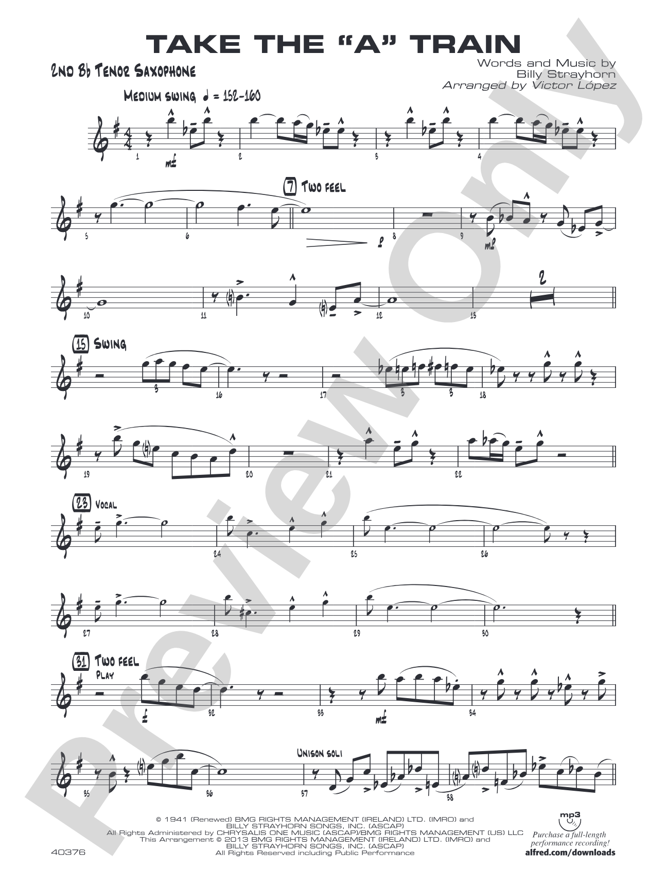 Take the "A" Train: 2nd B-flat Tenor Saxophone